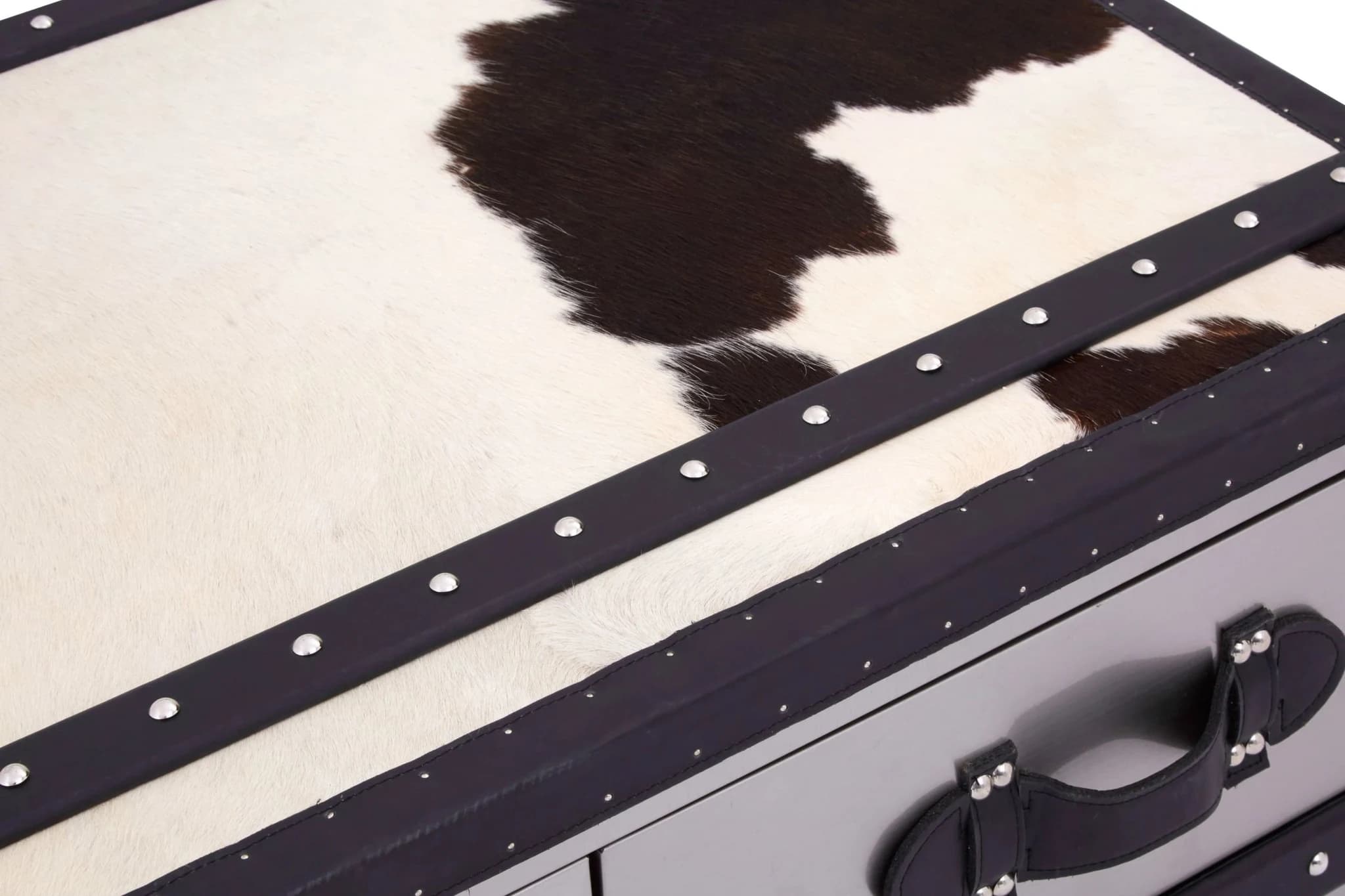 Kensington Townhouse Black And White Hair on Leather Coffee Table - Tables, photo 7 of 8