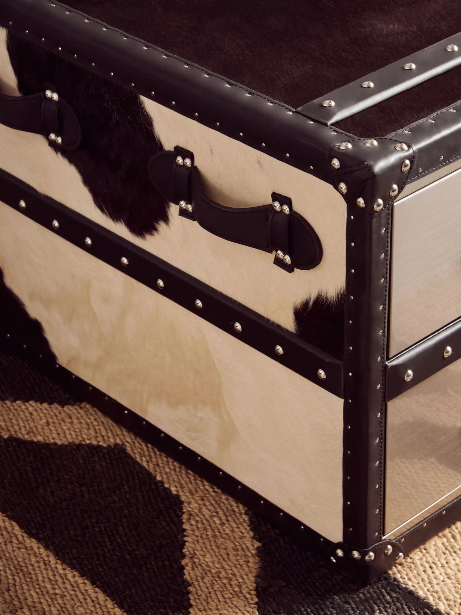 Kensington Townhouse Black And White Hair on Leather Coffee Table - Tables, photo 2 of 8