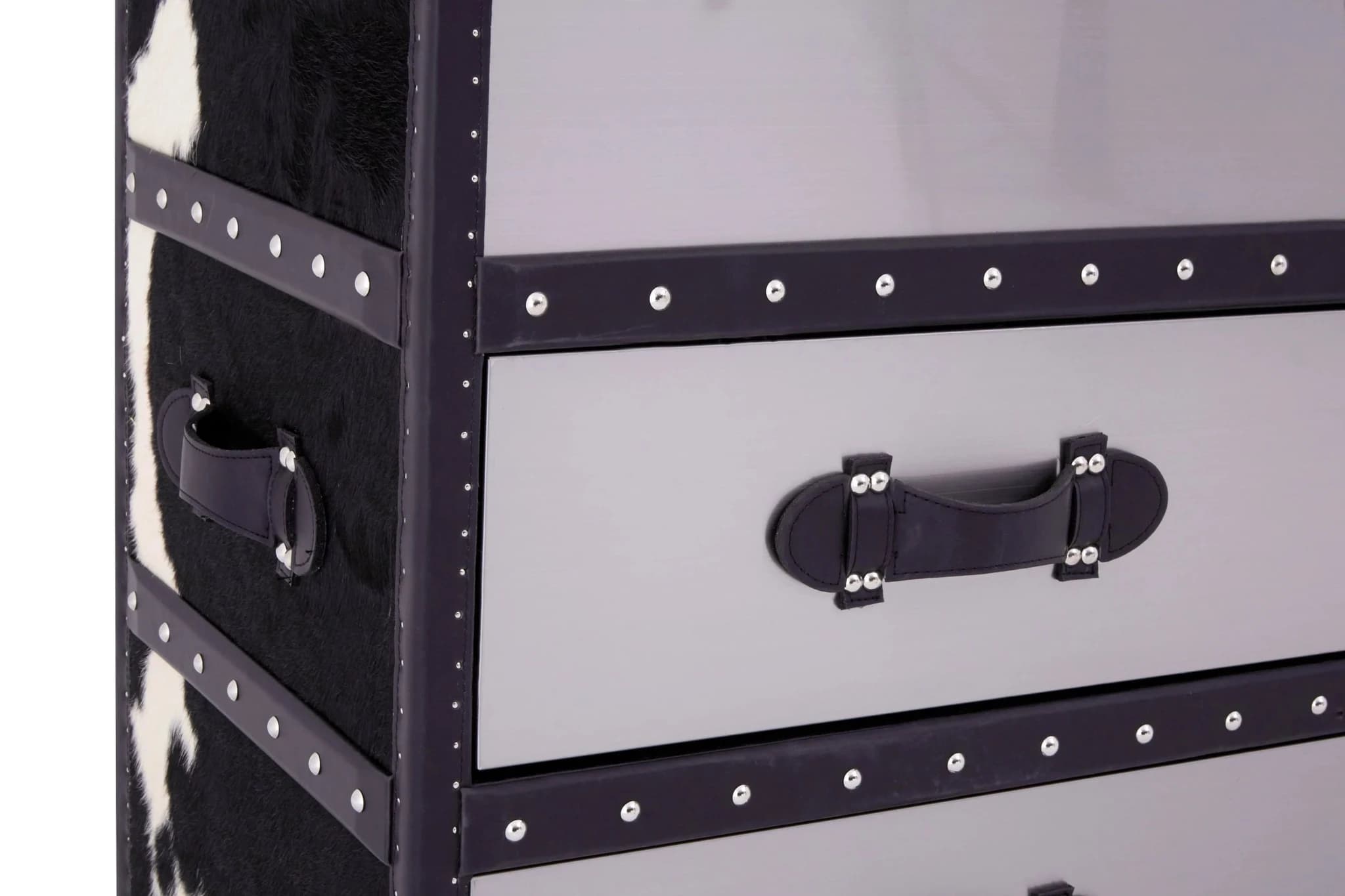 Kensington Townhouse Black And White Hair on Leather 3 Drawer Cabinet - Bookcases & shelving, photo 7 of 8