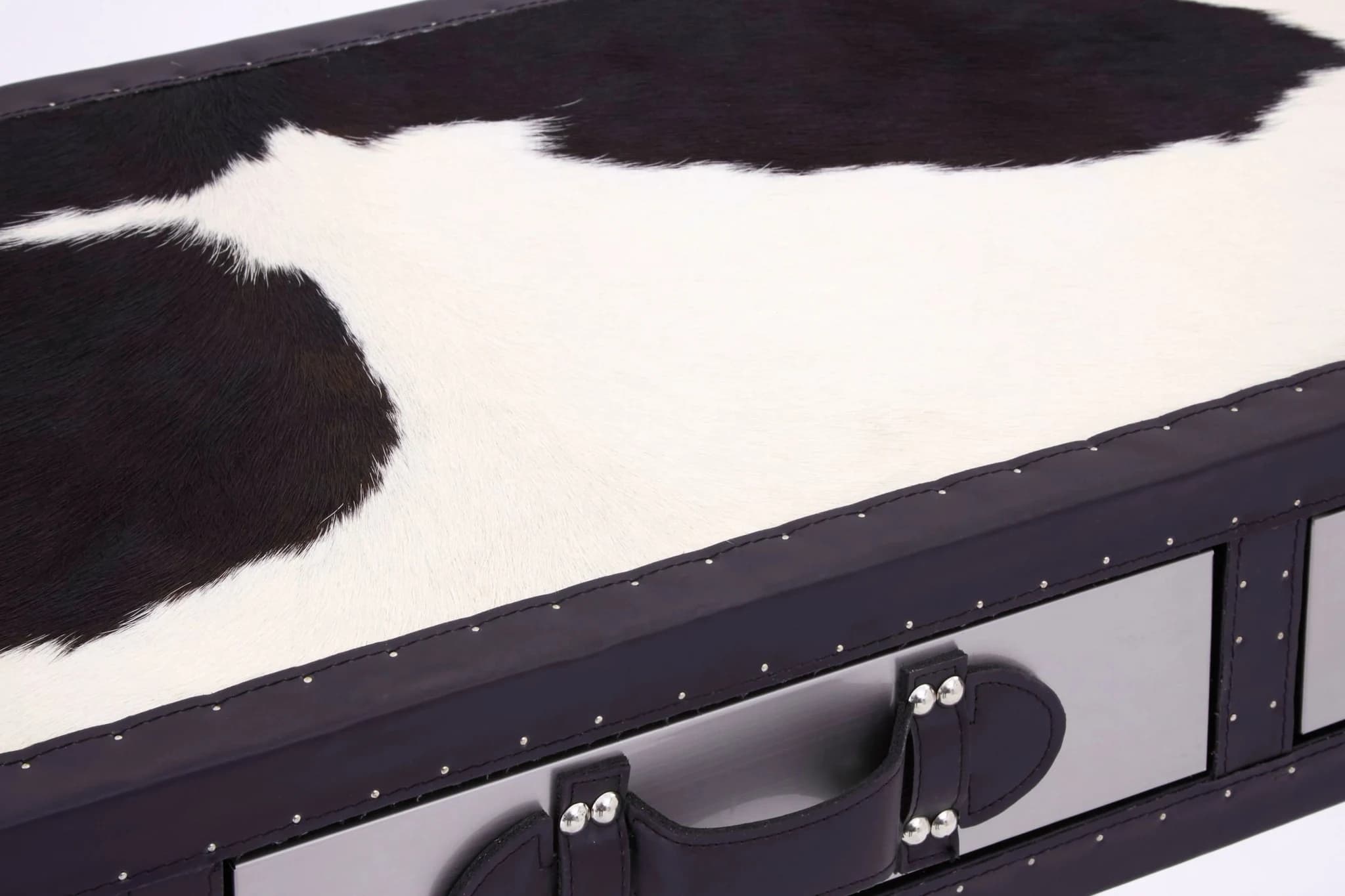 Kensington Townhouse Black And White Hair on Leather Console Table - Tables, photo 8 of 8