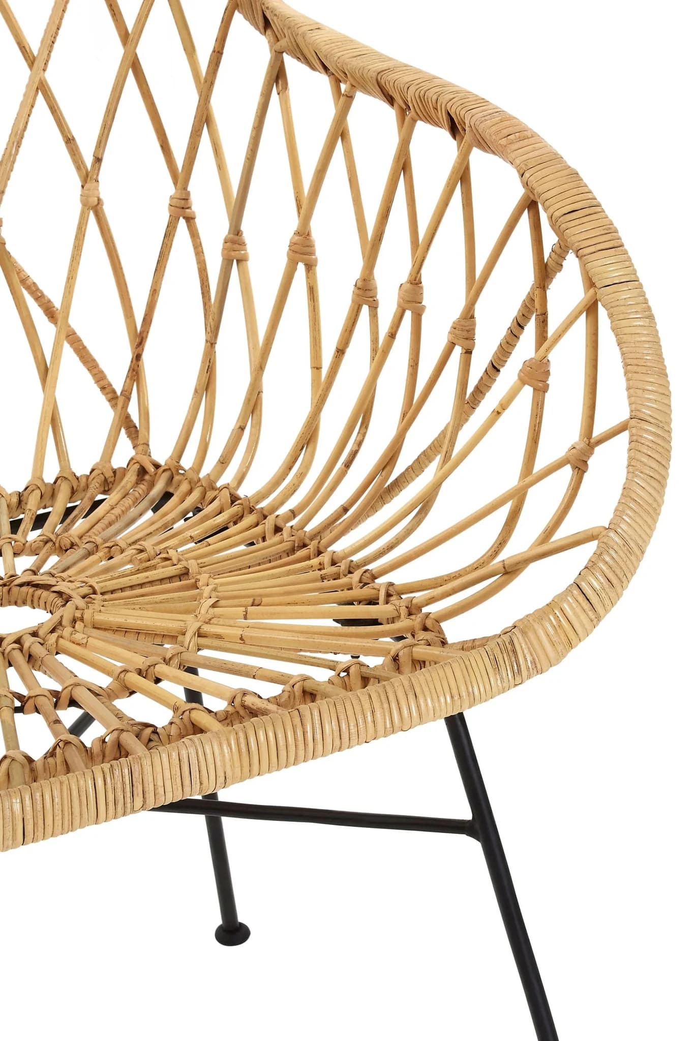 Java Natural Rattan Chair with Black Metal Legs - Seating, photo 7 of 8