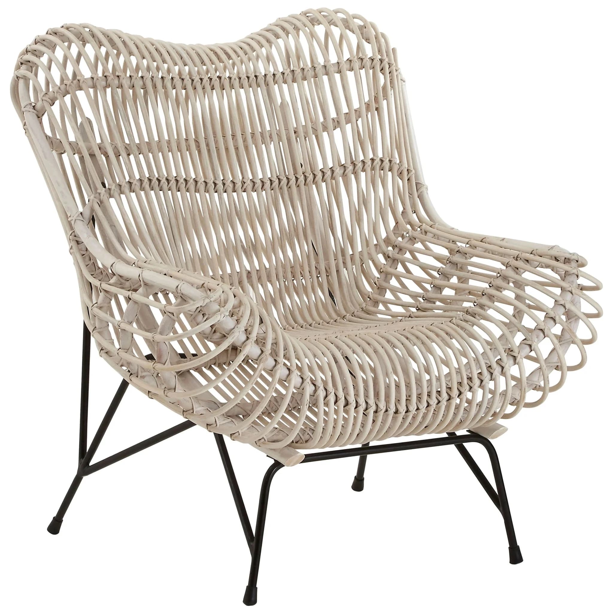 Java White Washed Rattan Curved Chair - Seating, photo 5 of 8