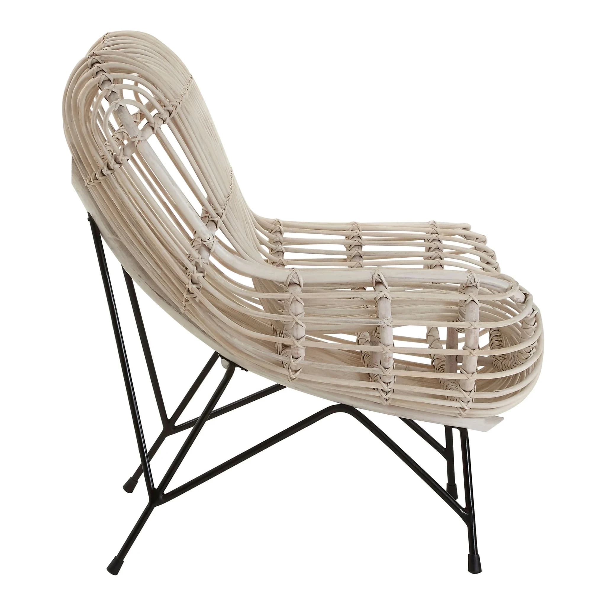 Java White Washed Rattan Curved Chair - Seating, photo 4 of 8