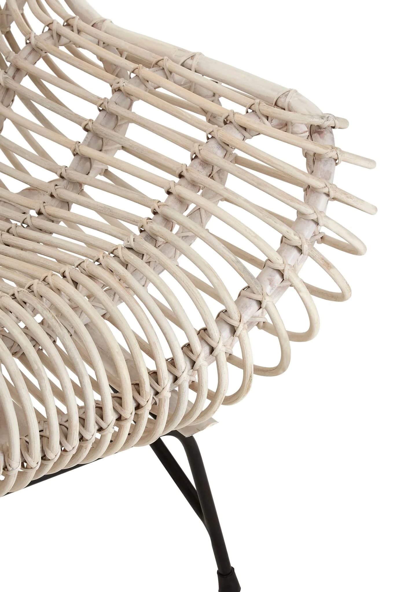 Java White Washed Rattan Curved Chair - Seating, photo 7 of 8