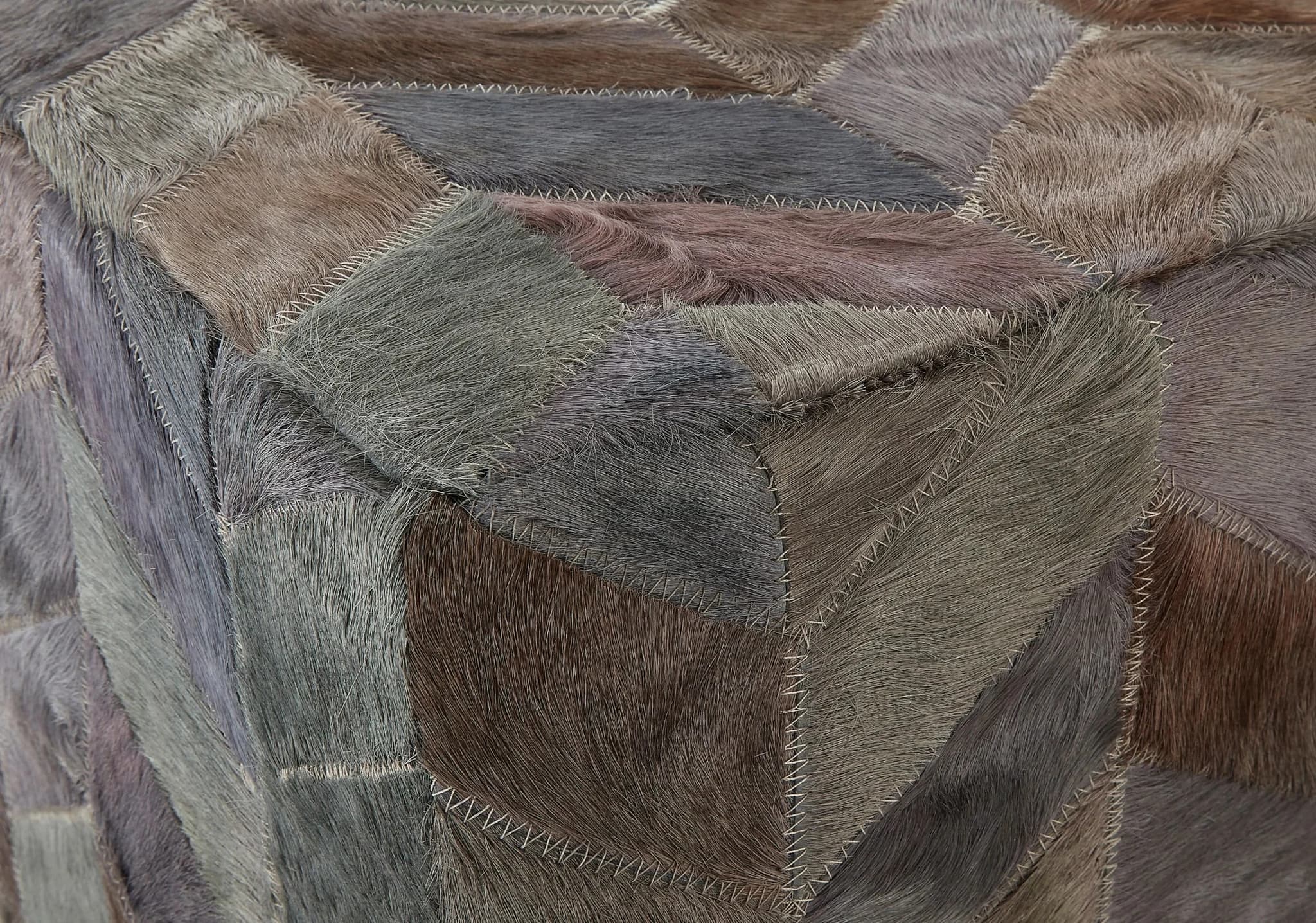 Safira Grey Leather Chevron Pouffe - Decorative, photo 5 of 5
