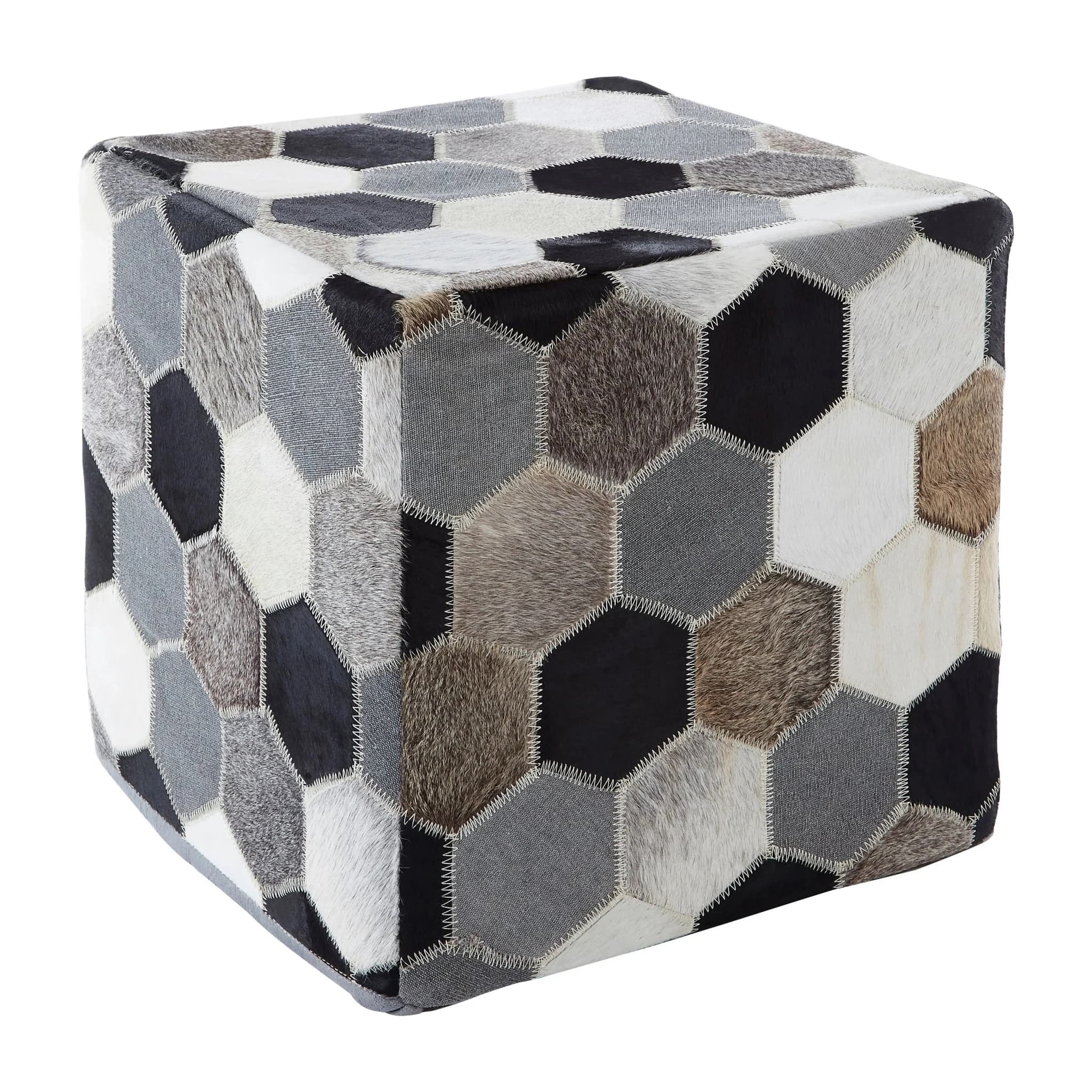 Safira Leather Patchwork Pouffe - Decorative, photo 4 of 5
