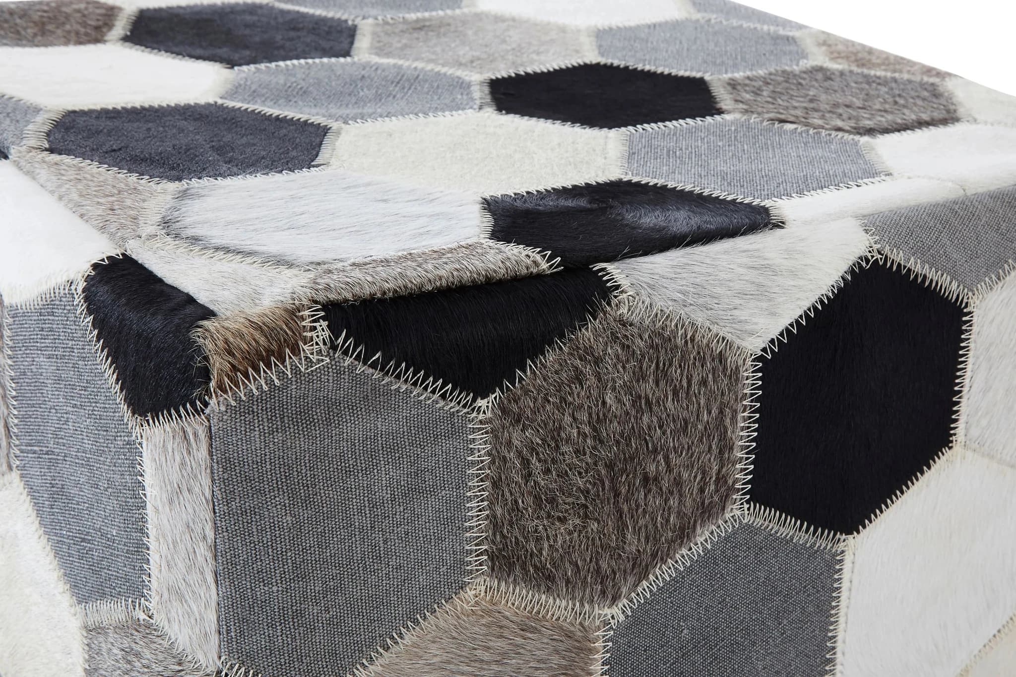 Safira Leather Patchwork Pouffe - Decorative, photo 5 of 5