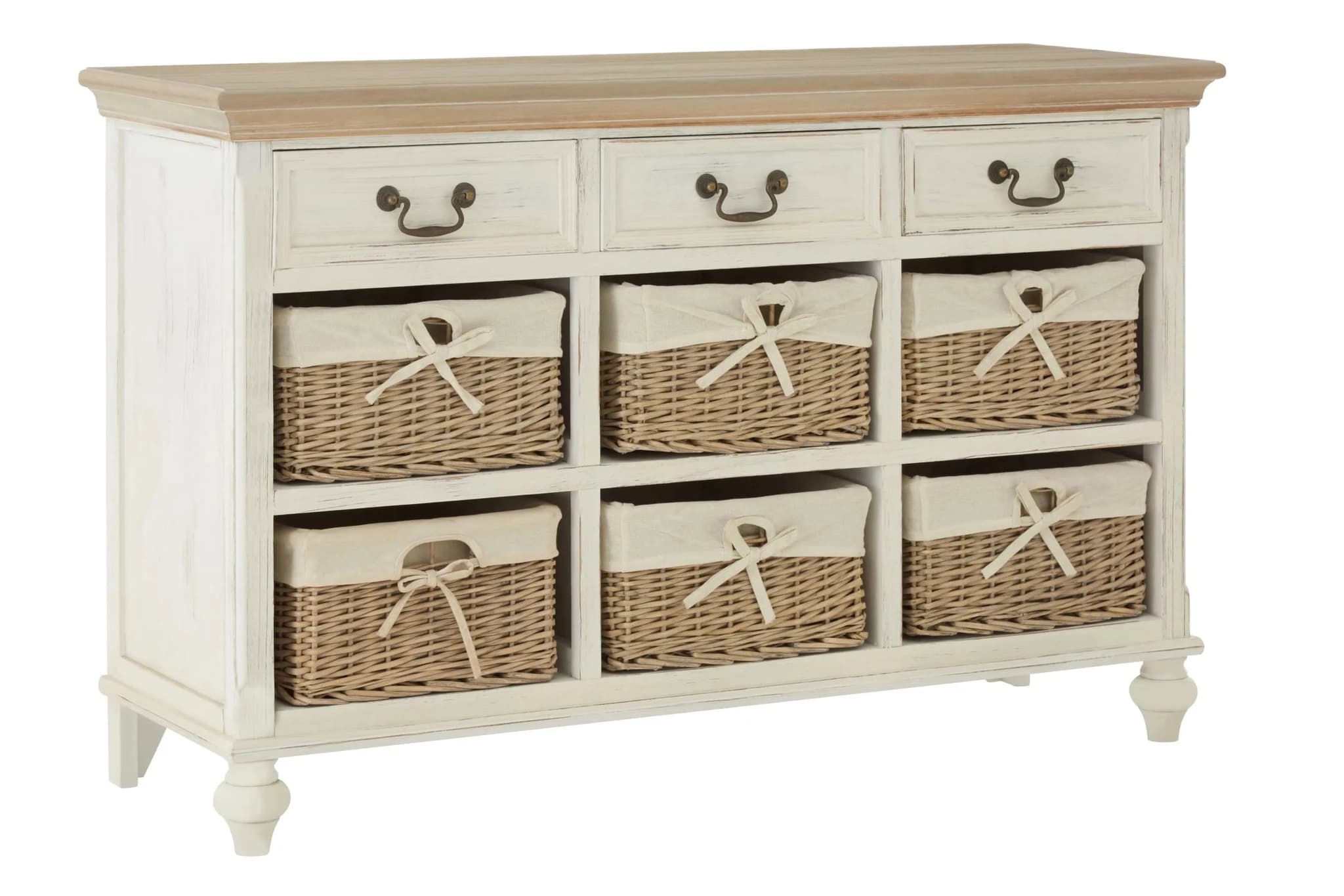 Hendra Ivory Storage Cabinet With 6 Willow Baskets - Bookcases & shelving, photo 4 of 8