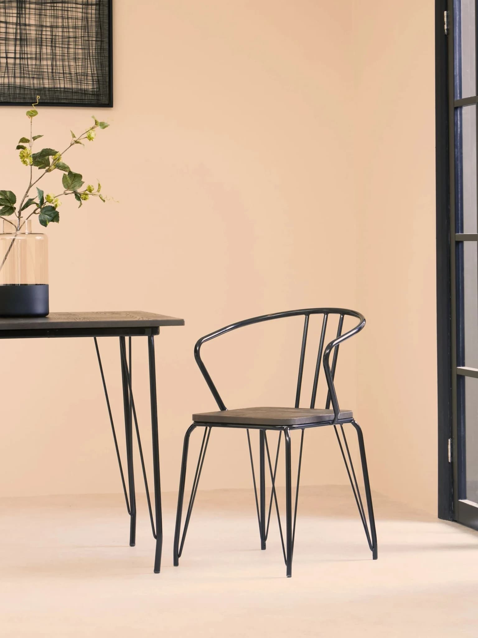 District Black Metal And Elm Wood Square Dining Table - Tables, photo 4 of 6
