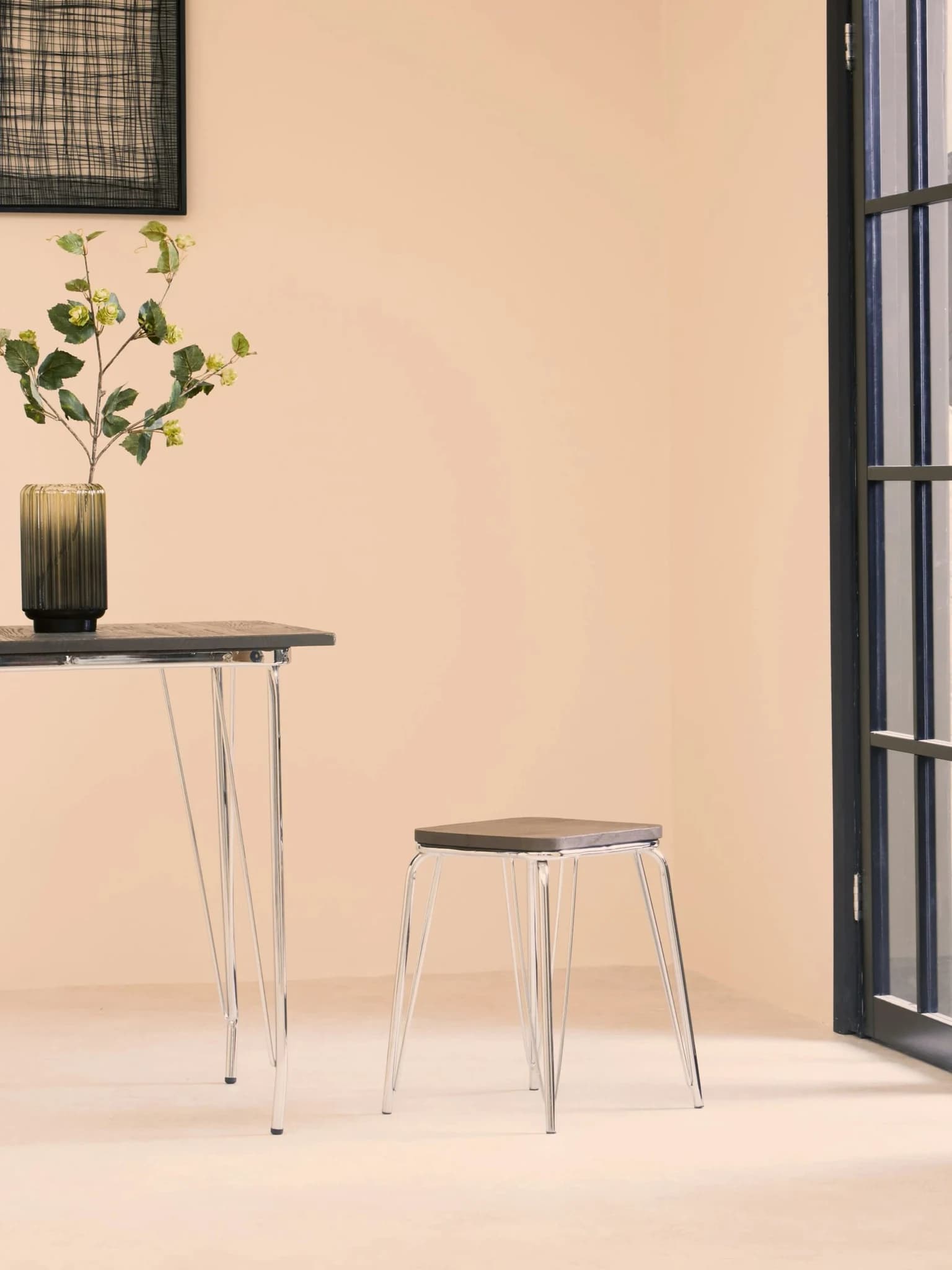 District Chrome Metal And Elm Wood Square Dining Table - Tables, photo 4 of 8