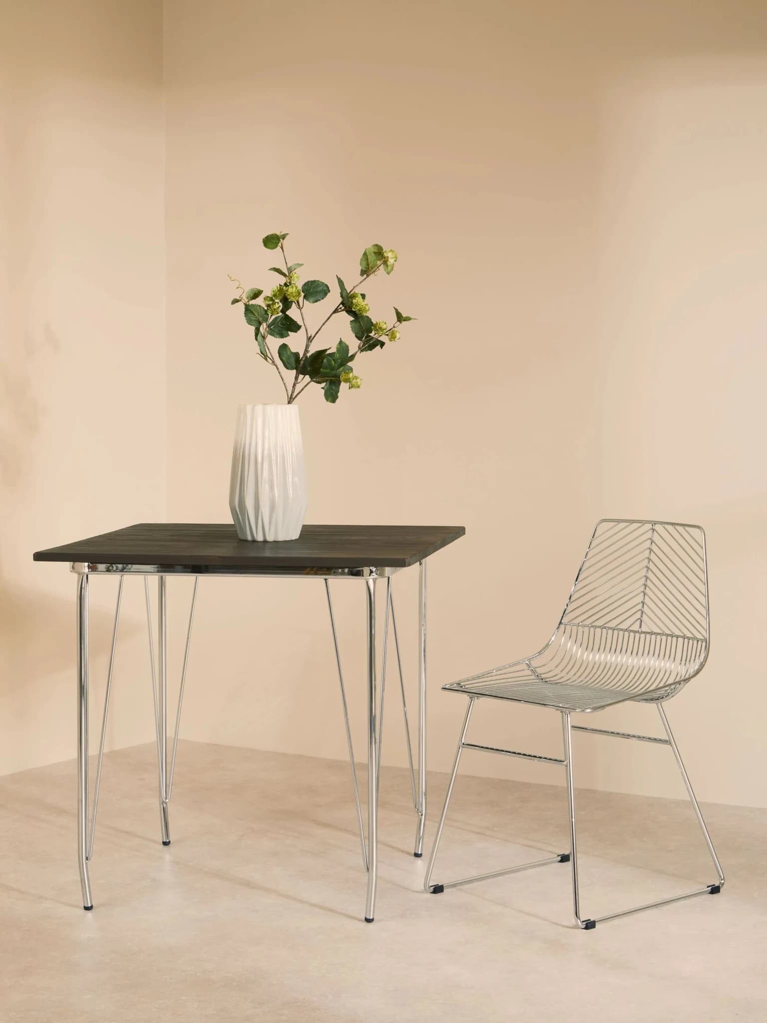 District Chrome Metal And Elm Wood Square Dining Table - Tables, photo 3 of 8