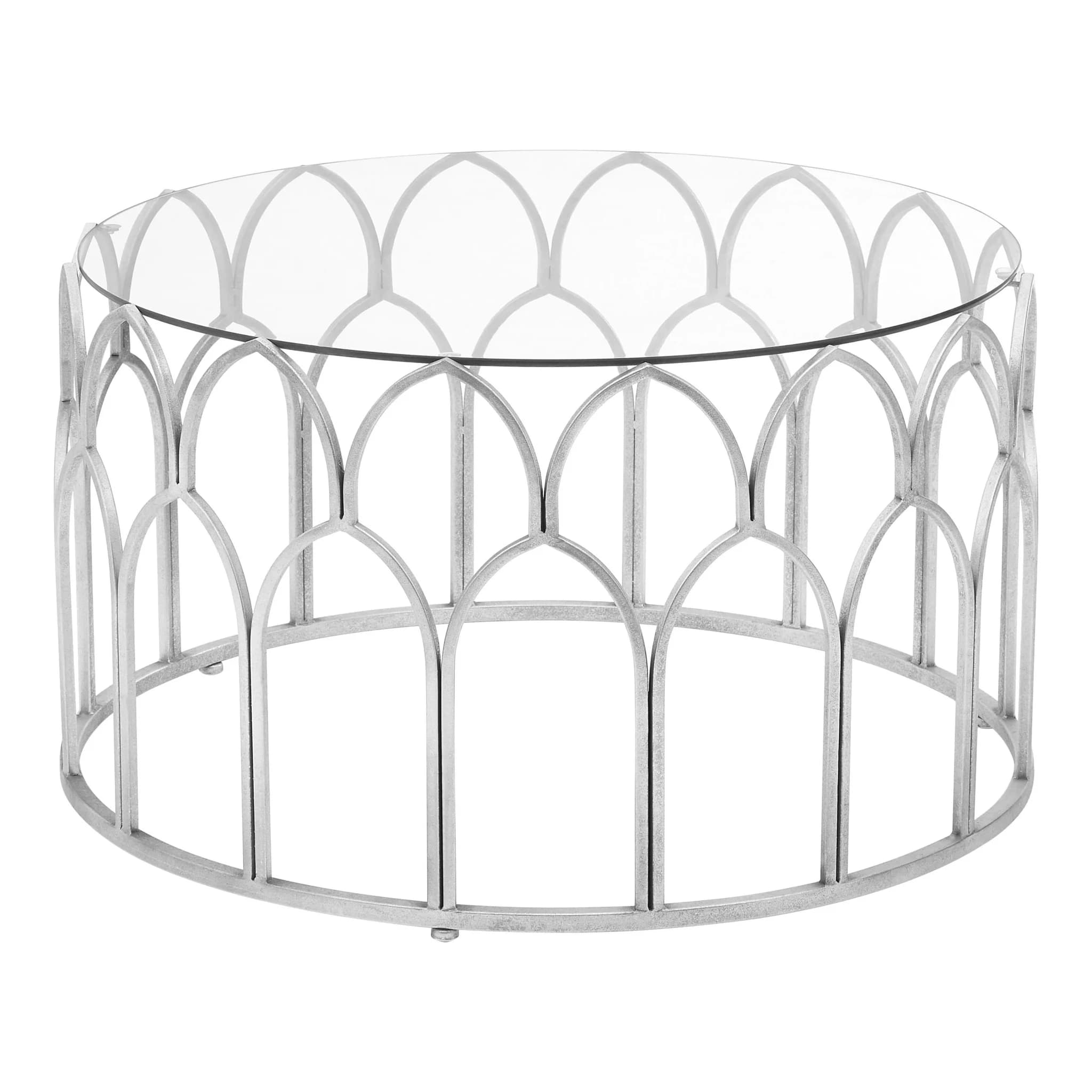 Merlin Silver Finish and Glass Round Coffee Table - Tables, photo 2 of 3
