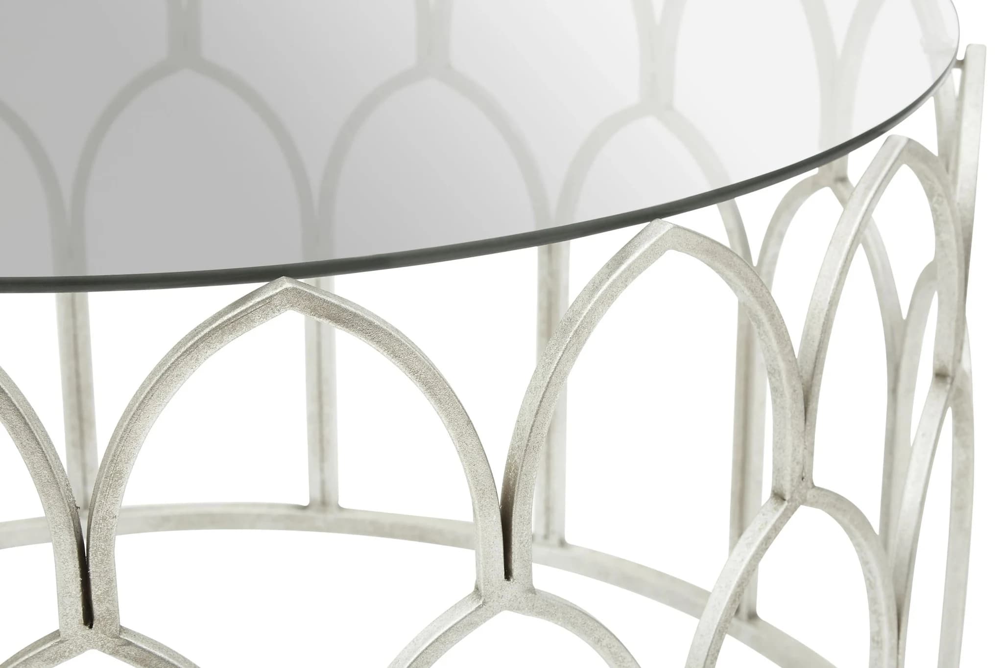 Merlin Silver Finish and Glass Round Coffee Table - Tables, photo 3 of 3