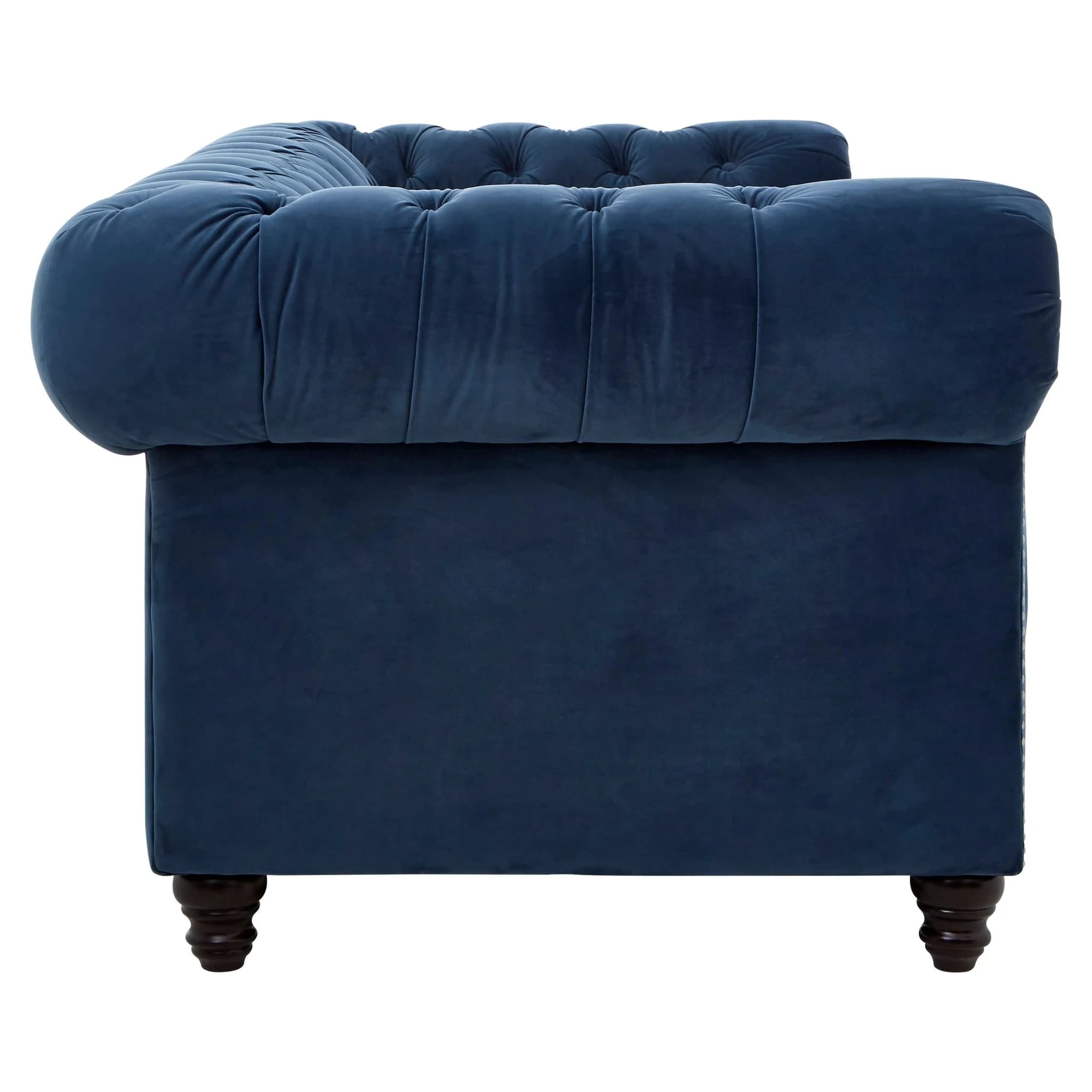 Stella Midnight Blue Velvet 3 Seater Chesterfield Sofa - Seating, photo 4 of 8