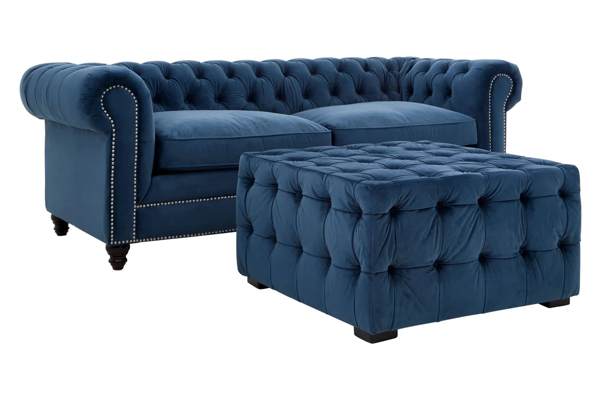 Stella Midnight Blue Velvet 3 Seater Chesterfield Sofa - Seating, photo 2 of 8