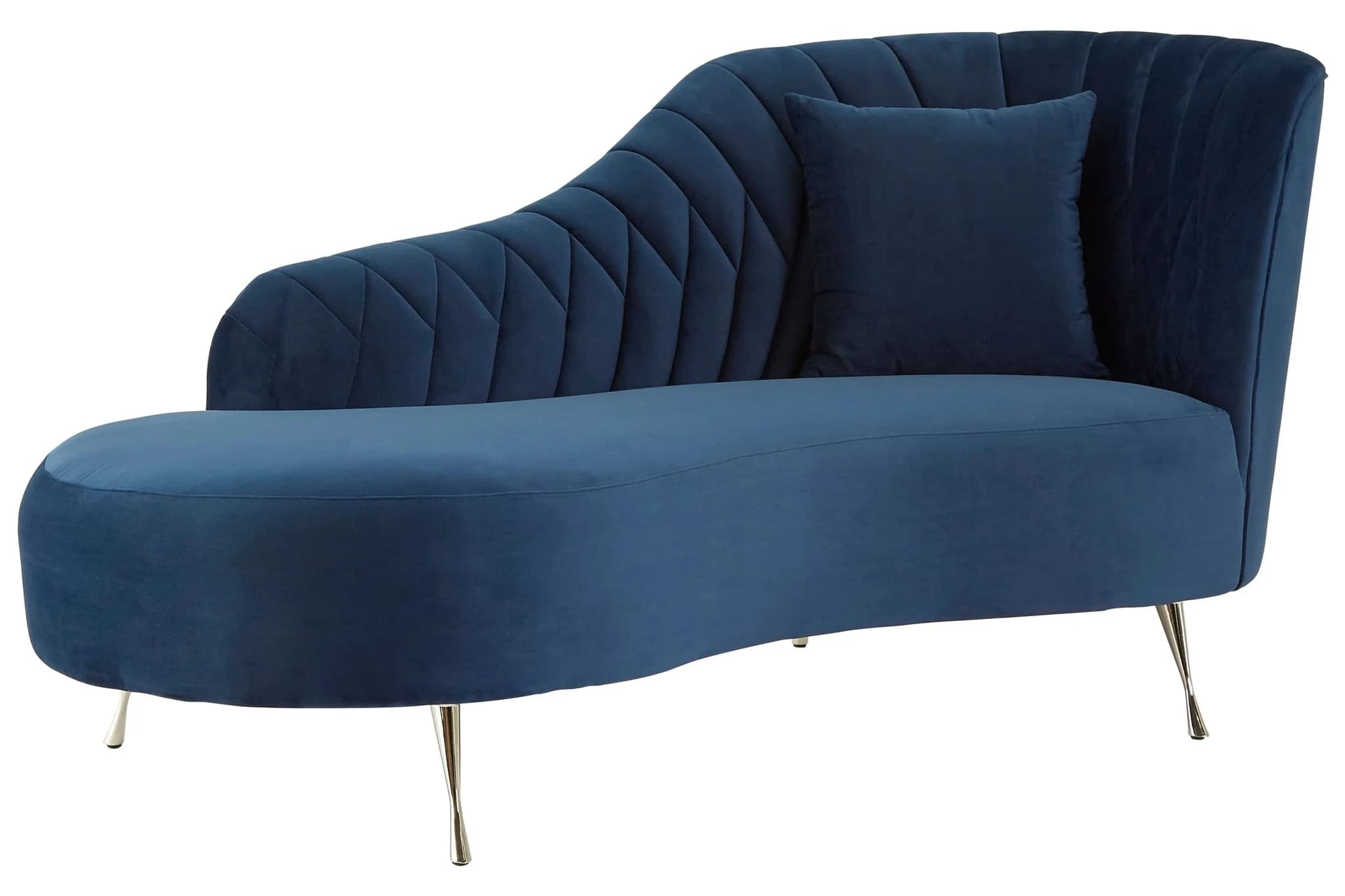 Rene Dark Blue Velvet Right Hand Chaise Longue - Seating, photo 4 of 6