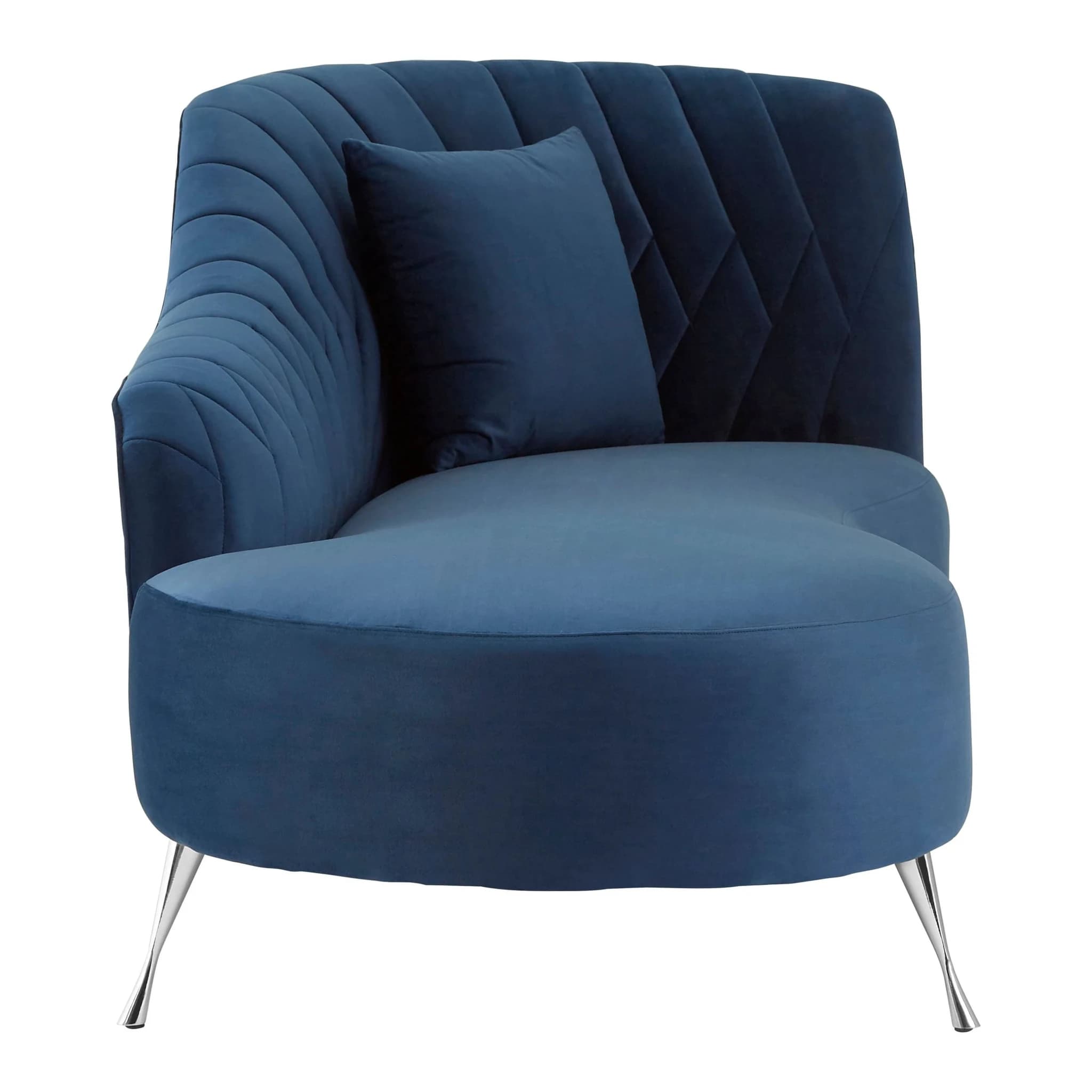 Rene Dark Blue Velvet Right Hand Chaise Longue - Seating, photo 3 of 6
