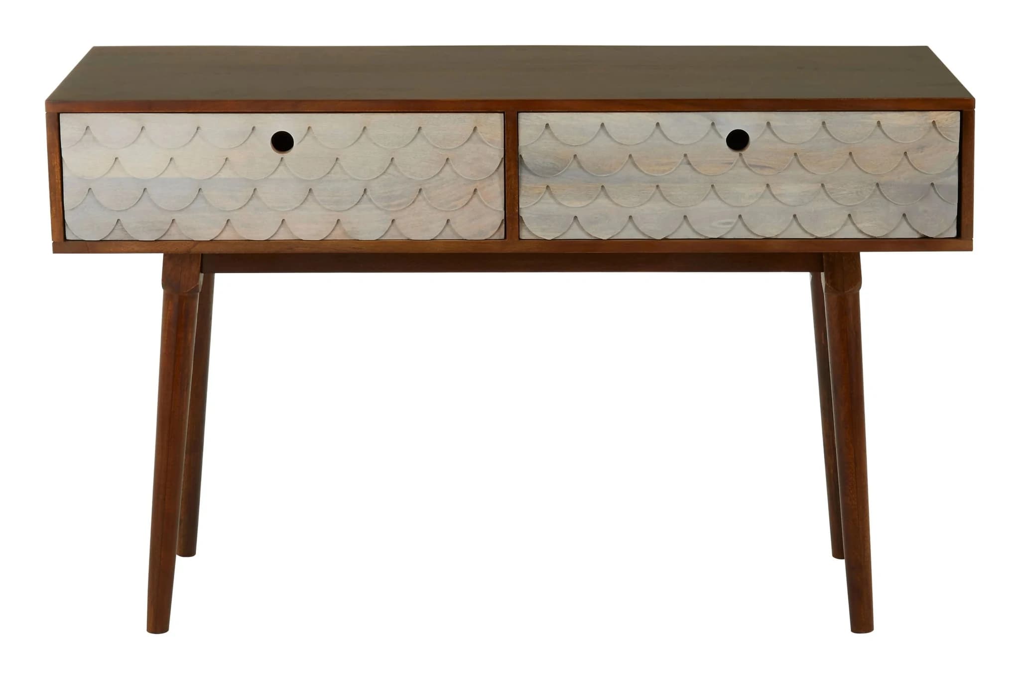 Costal Carved Mango Wood Console Table with 2 Drawers - Tables, photo 7 of 8