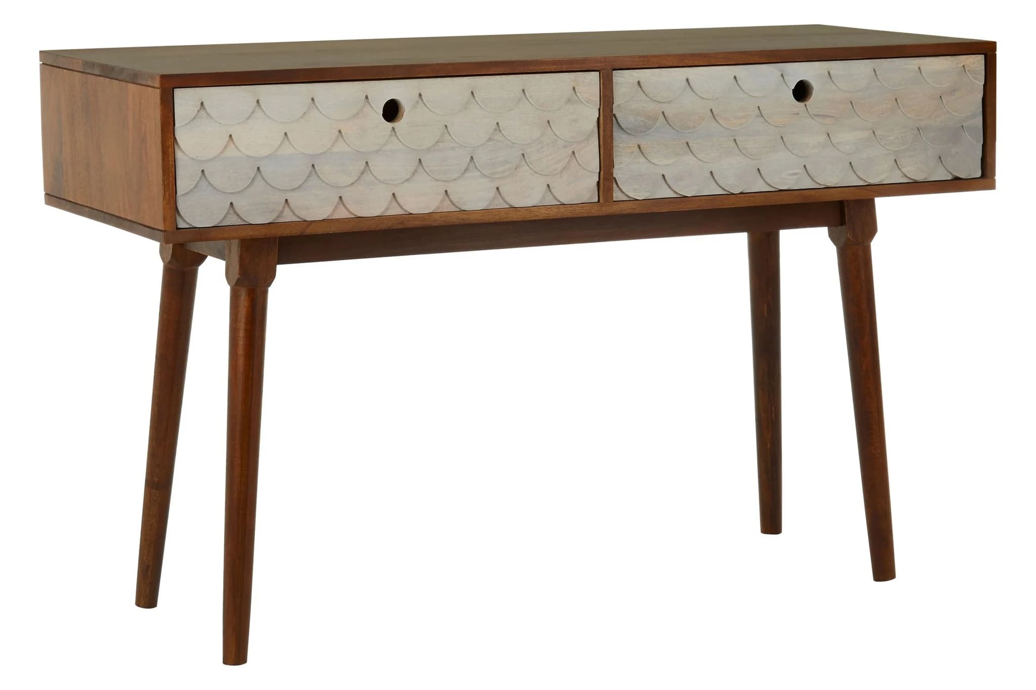 Costal Carved Mango Wood Console Table with 2 Drawers - Tables, photo 6 of 8