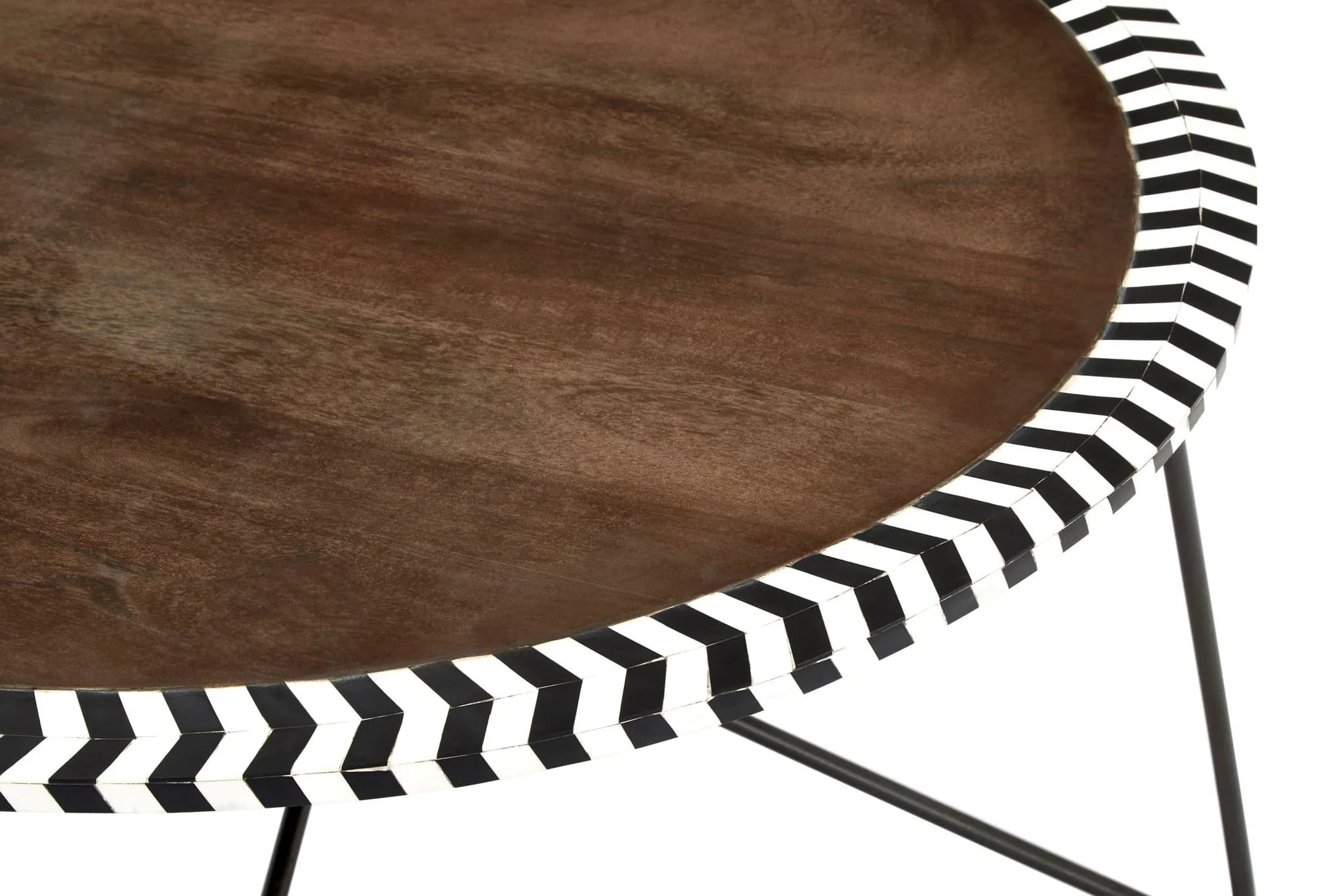 Artisan Round Acacia Wood Coffee Table with Mosaic Edge - Tables, photo 4 of 4