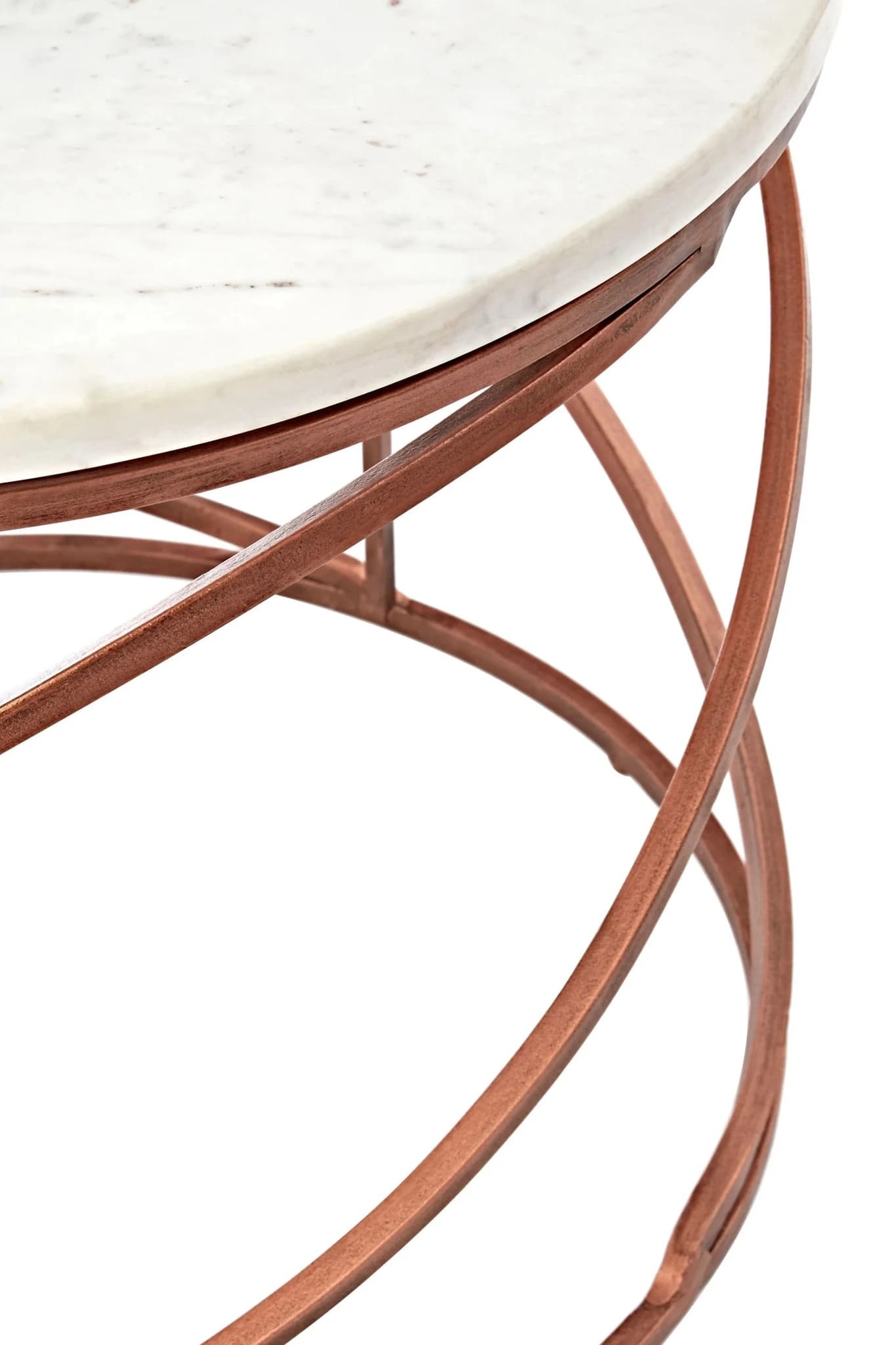 Nirav White Marble and Brass Finish Coffee Table - Tables, photo 3 of 3