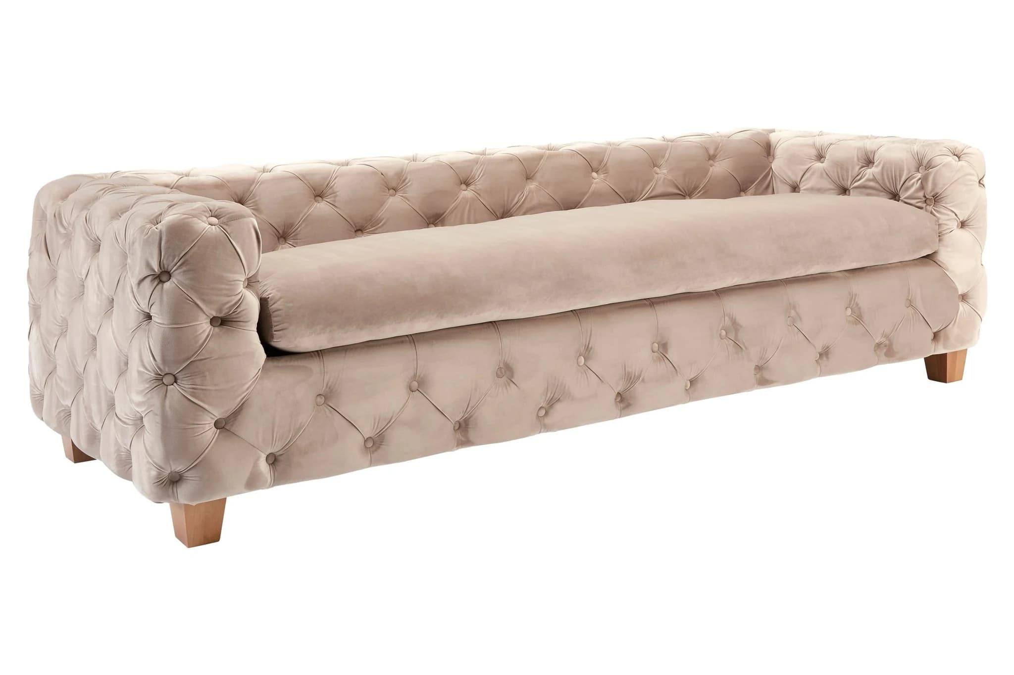 Ophelia 3 Seat Beige Velvet Sofa - Seating, photo 6 of 8