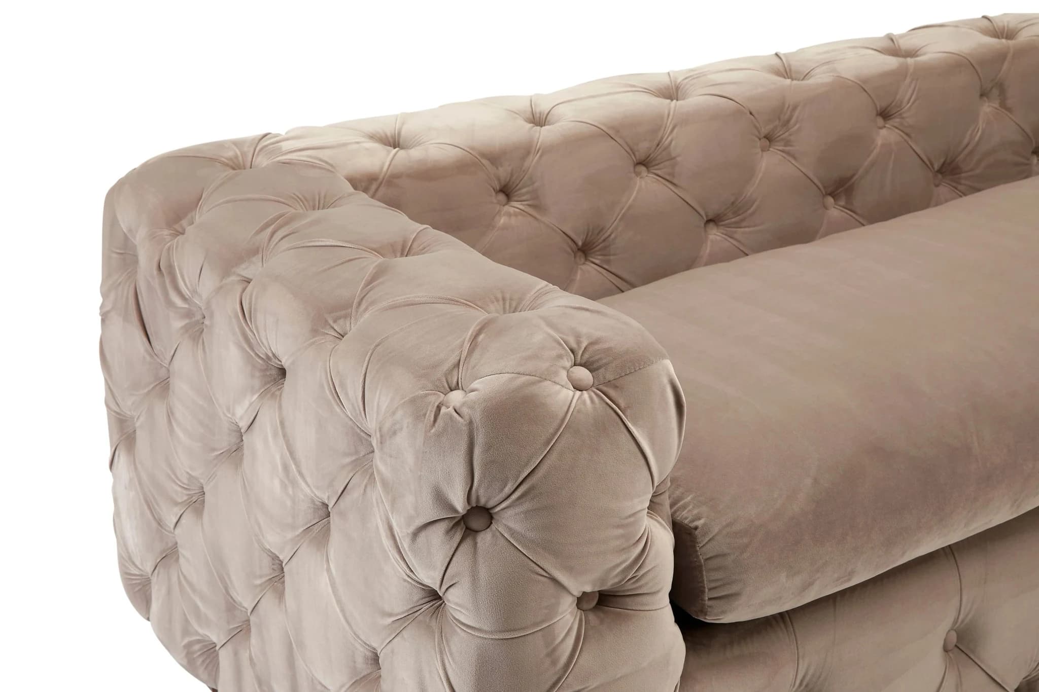 Ophelia 3 Seat Beige Velvet Sofa - Seating, photo 8 of 8