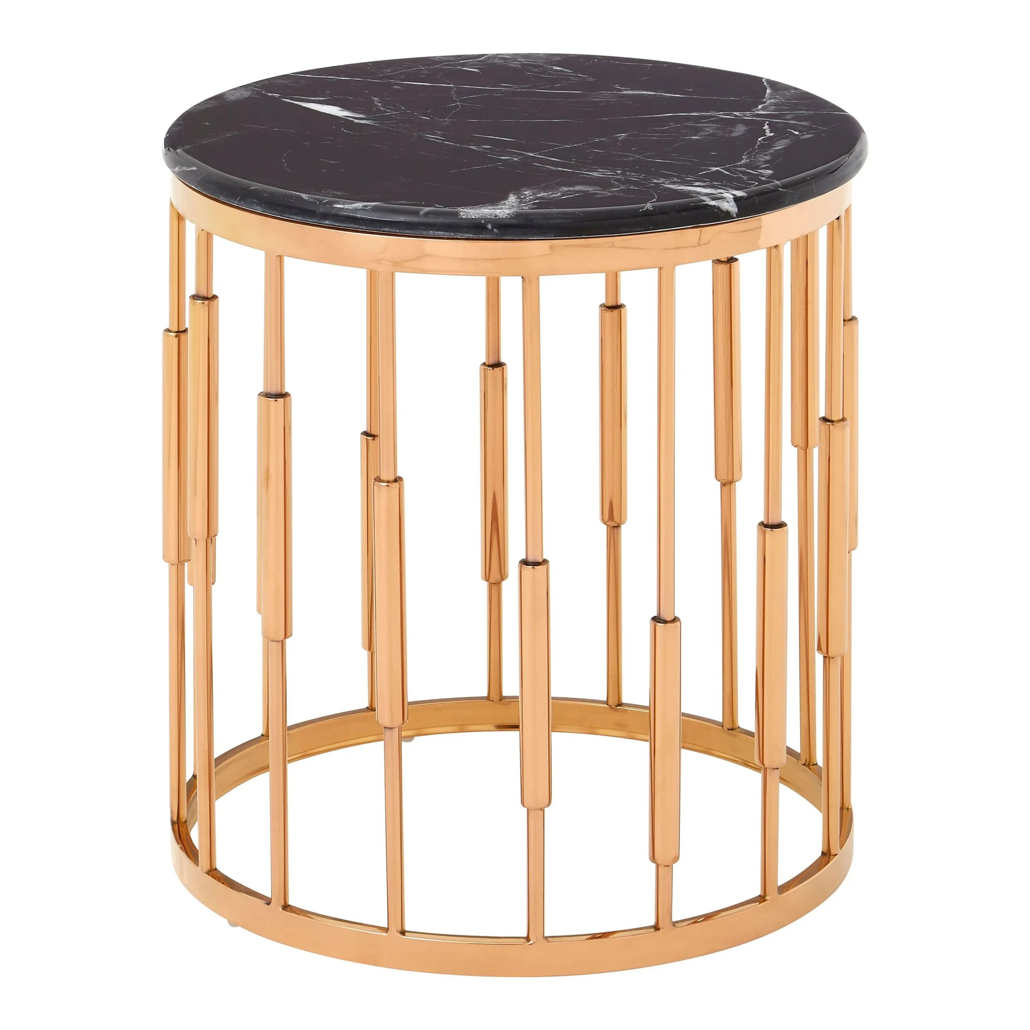 Alvaro Round Copper Finish Side Table - Tables, photo 4 of 6