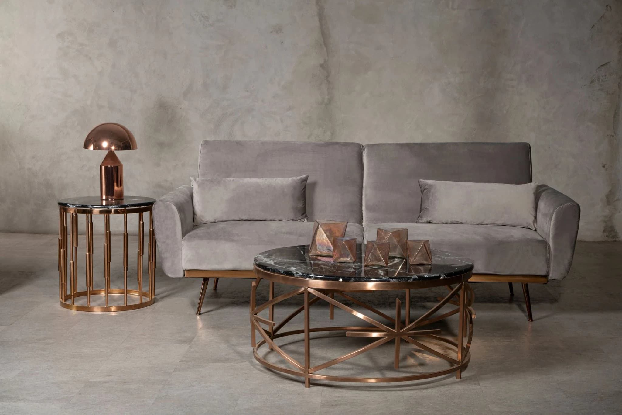Alvaro Round Copper Finish Side Table - Tables, photo 3 of 6