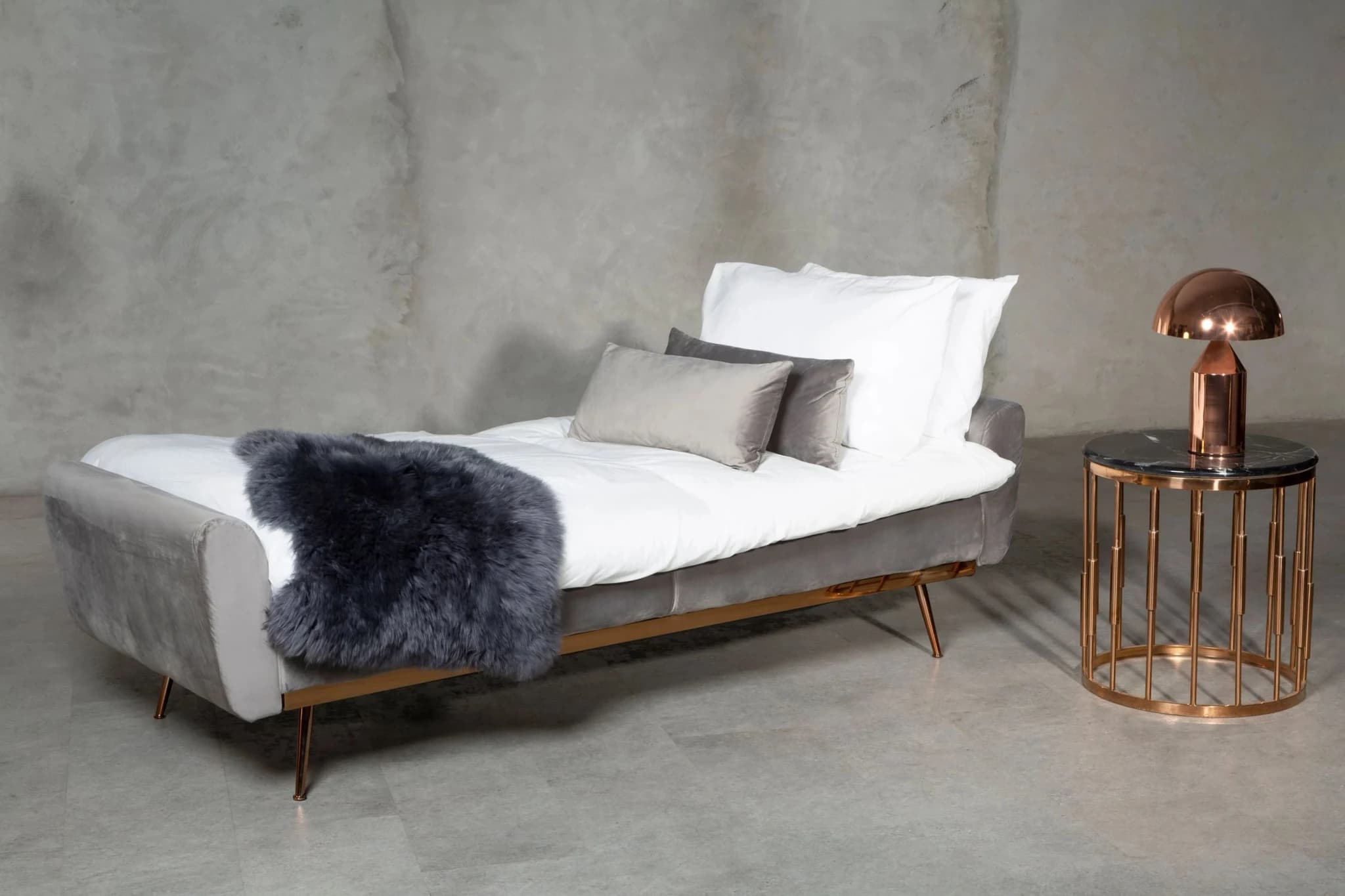 Alvaro Round Copper Finish Side Table - Tables, photo 2 of 6