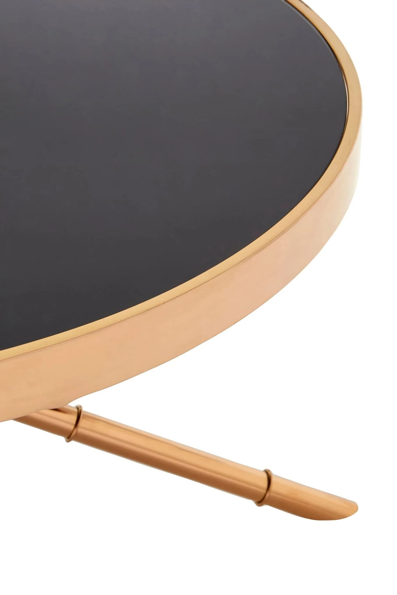 Alvaro Round Coffee Table with Rose Gold Legs and Black Glass Top - Tables, photo 4 of 4
