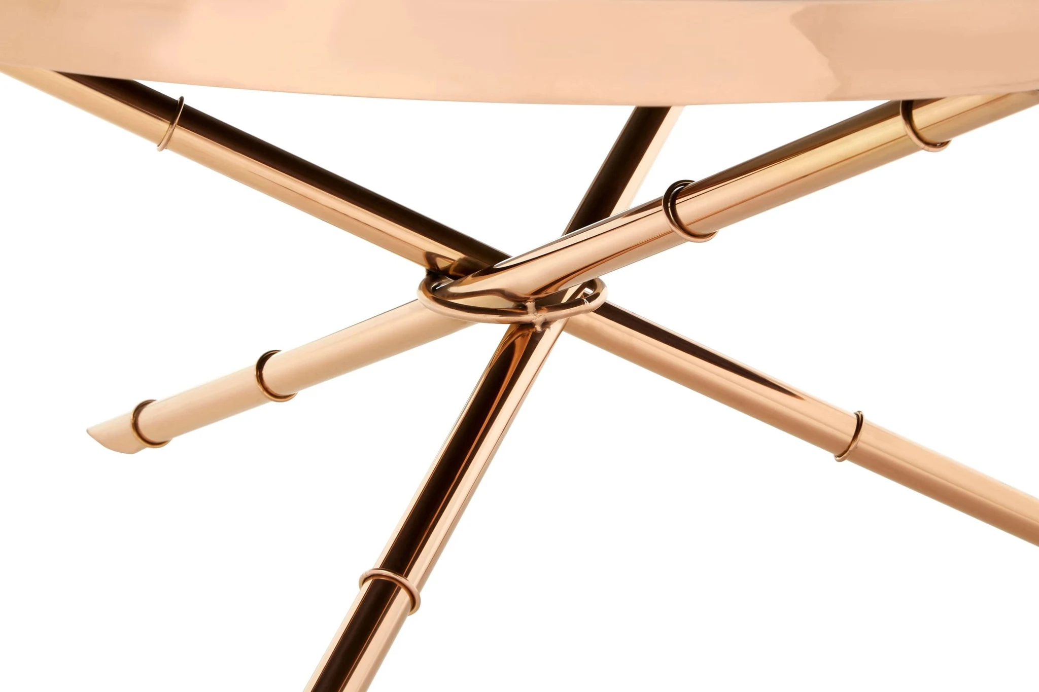 Alvaro Round Coffee Table with Rose Gold Legs and Black Glass Top - Tables, photo 3 of 4