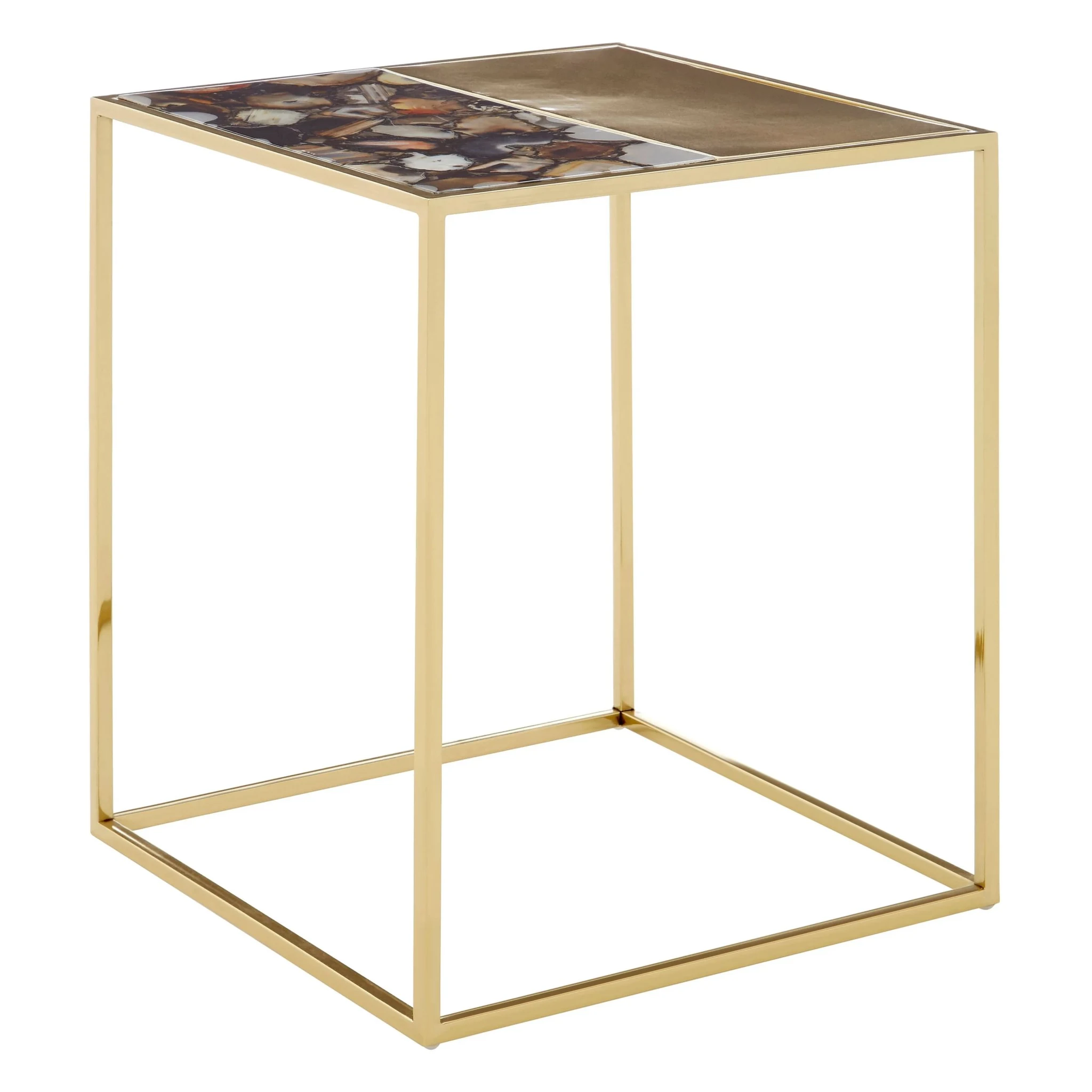Vita Agate and Gold Square Side Table - Tables, photo 3 of 4