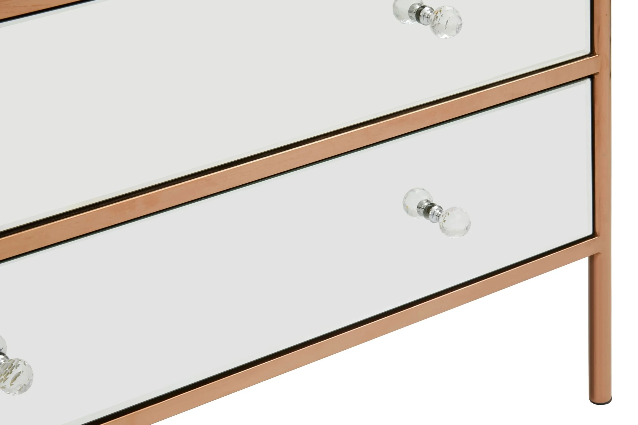 Goldie Mirrored and Rose Gold Finish Chest of 3 Drawers - Furniture, photo 6 of 8