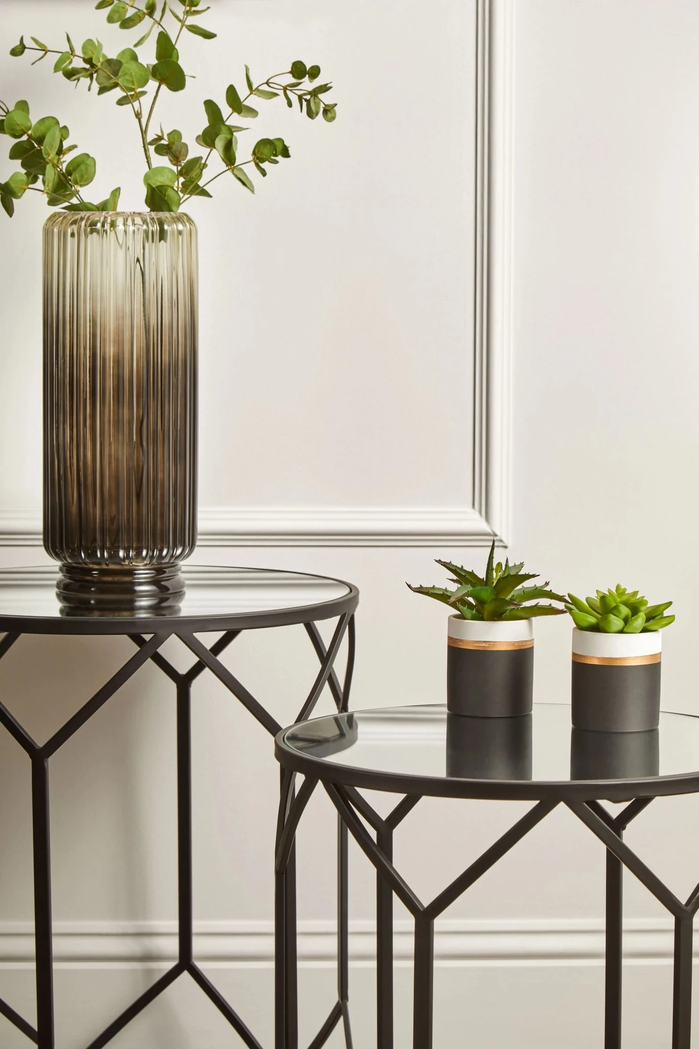 Avantis Mirror and Black Metal Set Of 2 Side Tables - Tables, photo 3 of 7