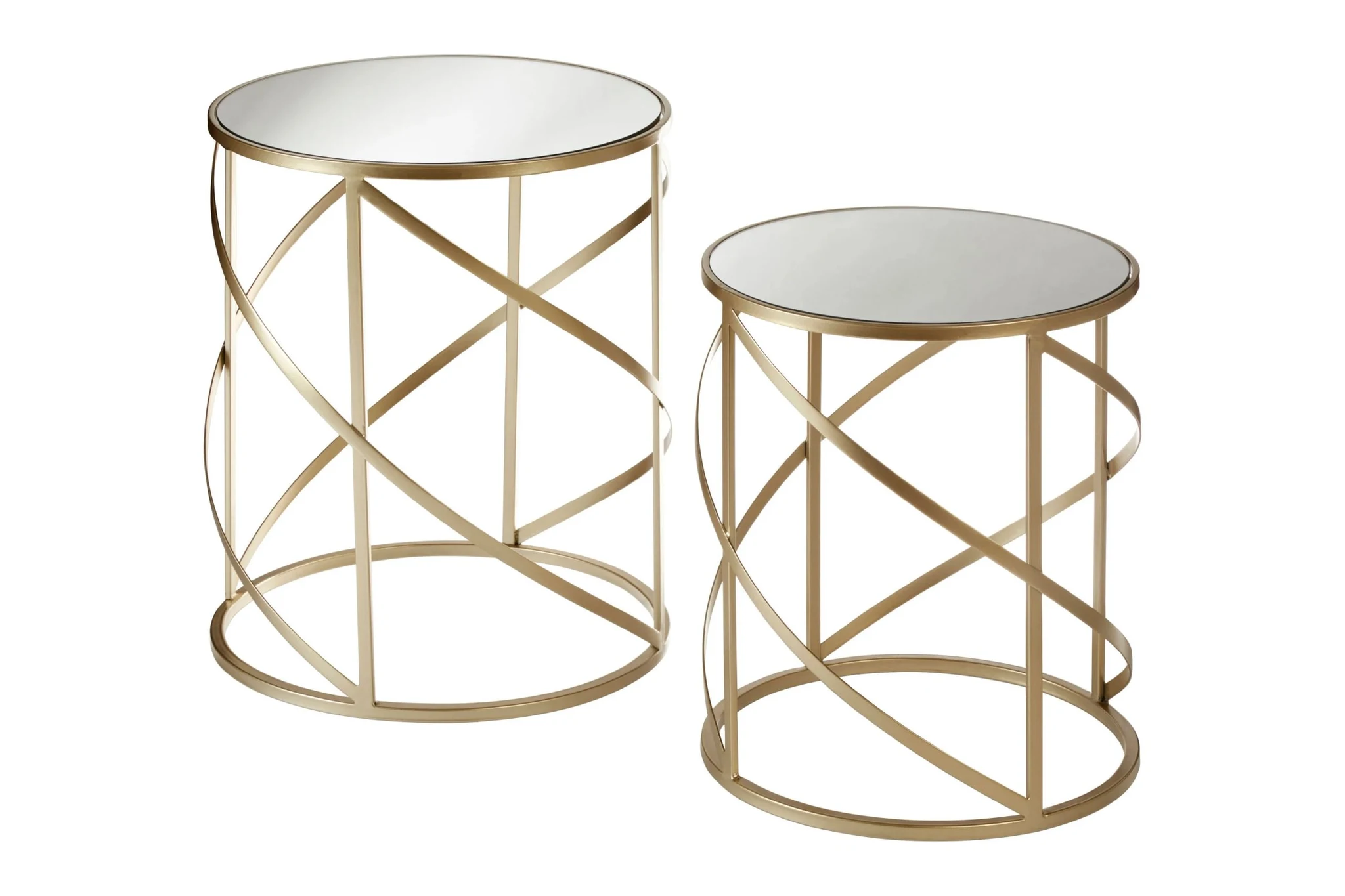 Avantis Champagne Finish Set Of 2 Swirl Frame Side Tables - Tables, photo 5 of 7