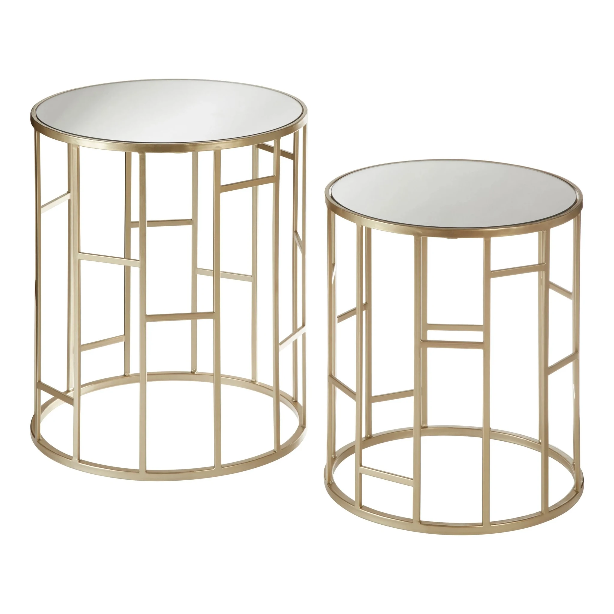 Avantis Set Of 2 Champagne Finish Round Side Tables - Tables, photo 5 of 7