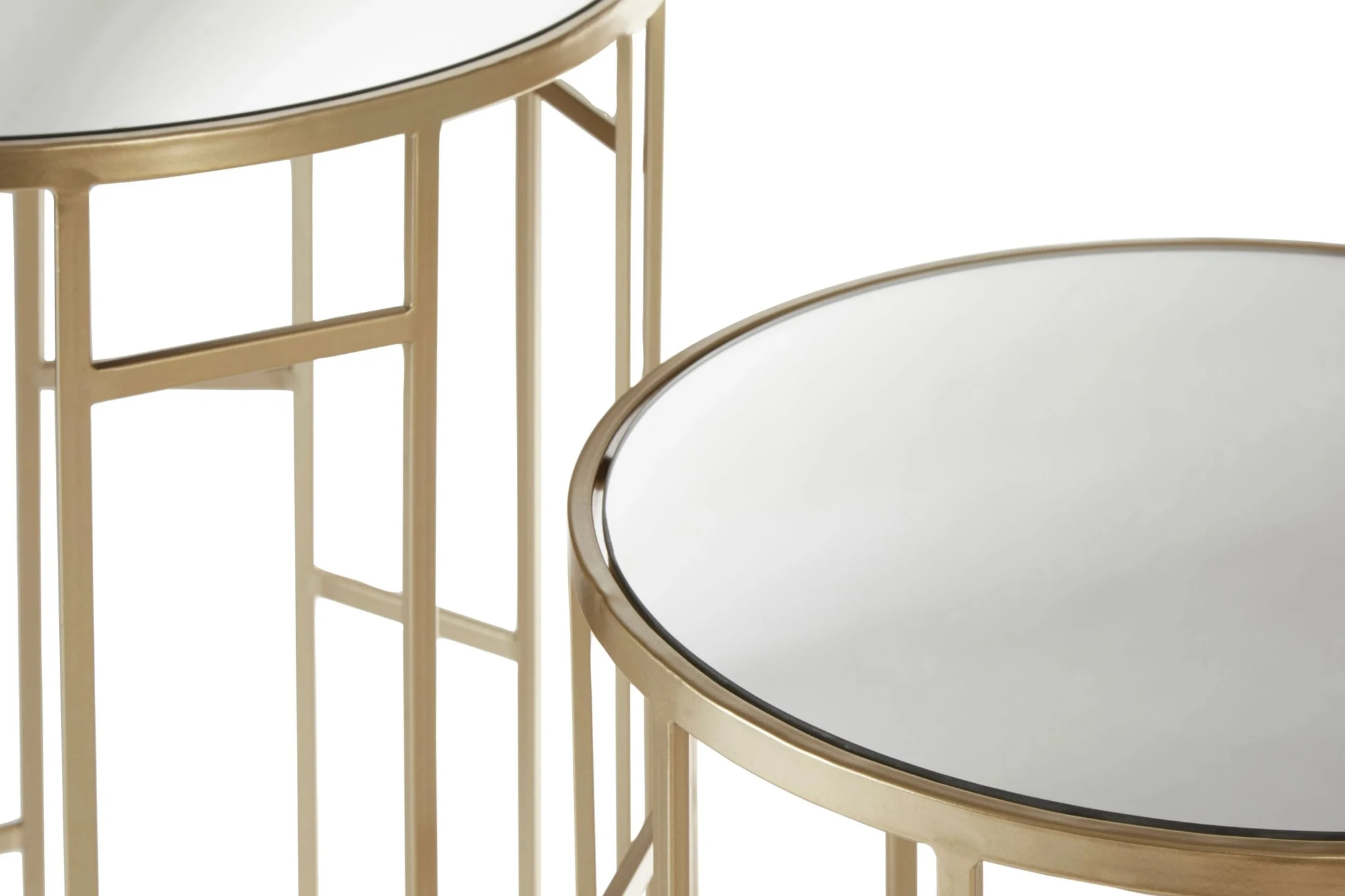 Avantis Set Of 2 Champagne Finish Round Side Tables - Tables, photo 6 of 7