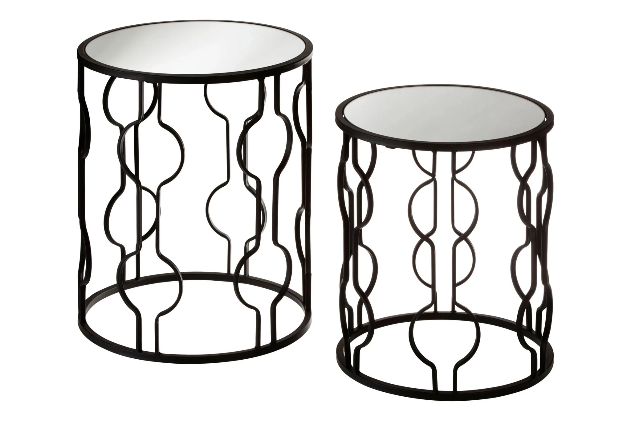 Avantis Black Metal and Mirror Set Of 2 Side Tables - Tables, photo 2 of 4