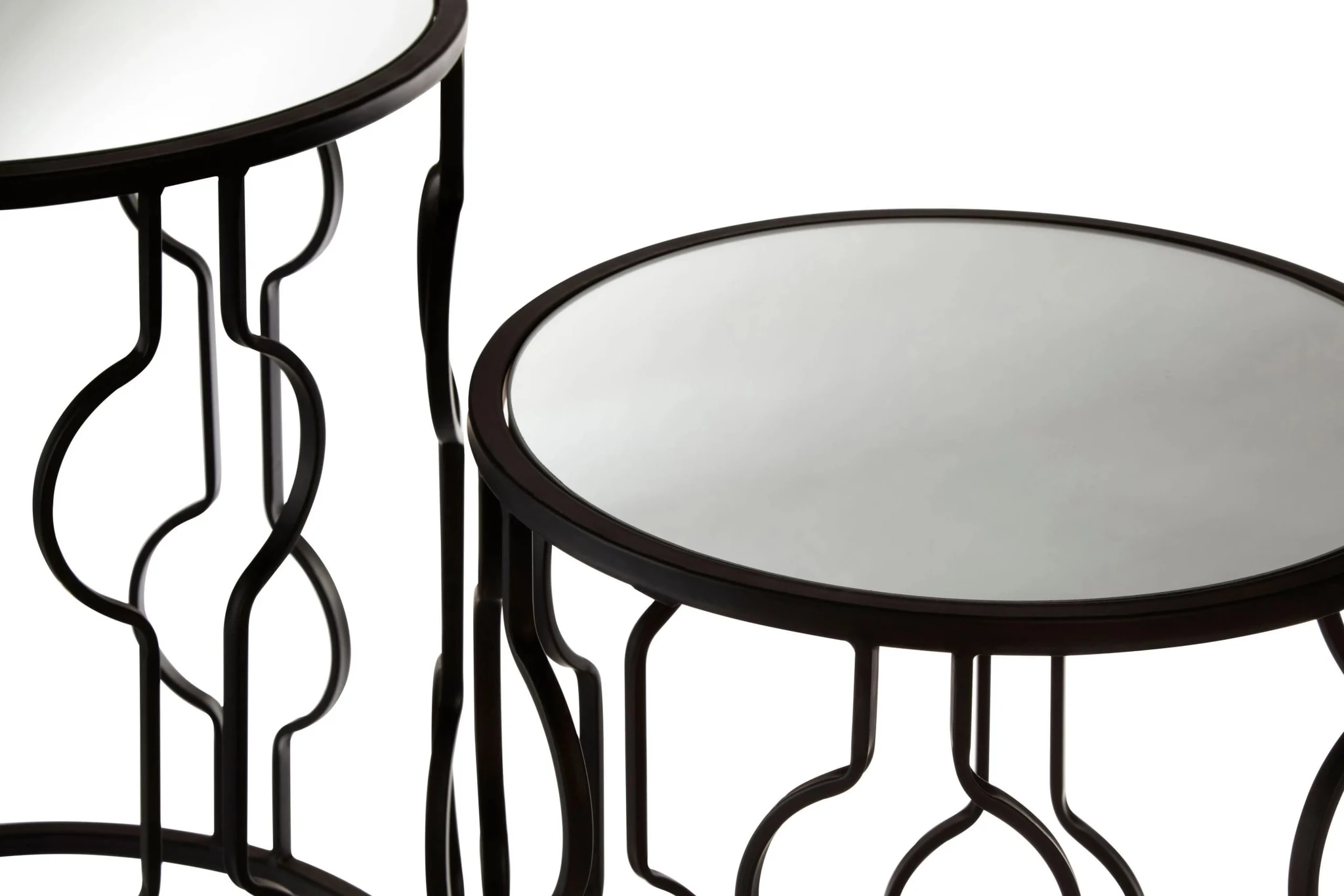 Avantis Black Metal and Mirror Set Of 2 Side Tables - Tables, photo 3 of 4
