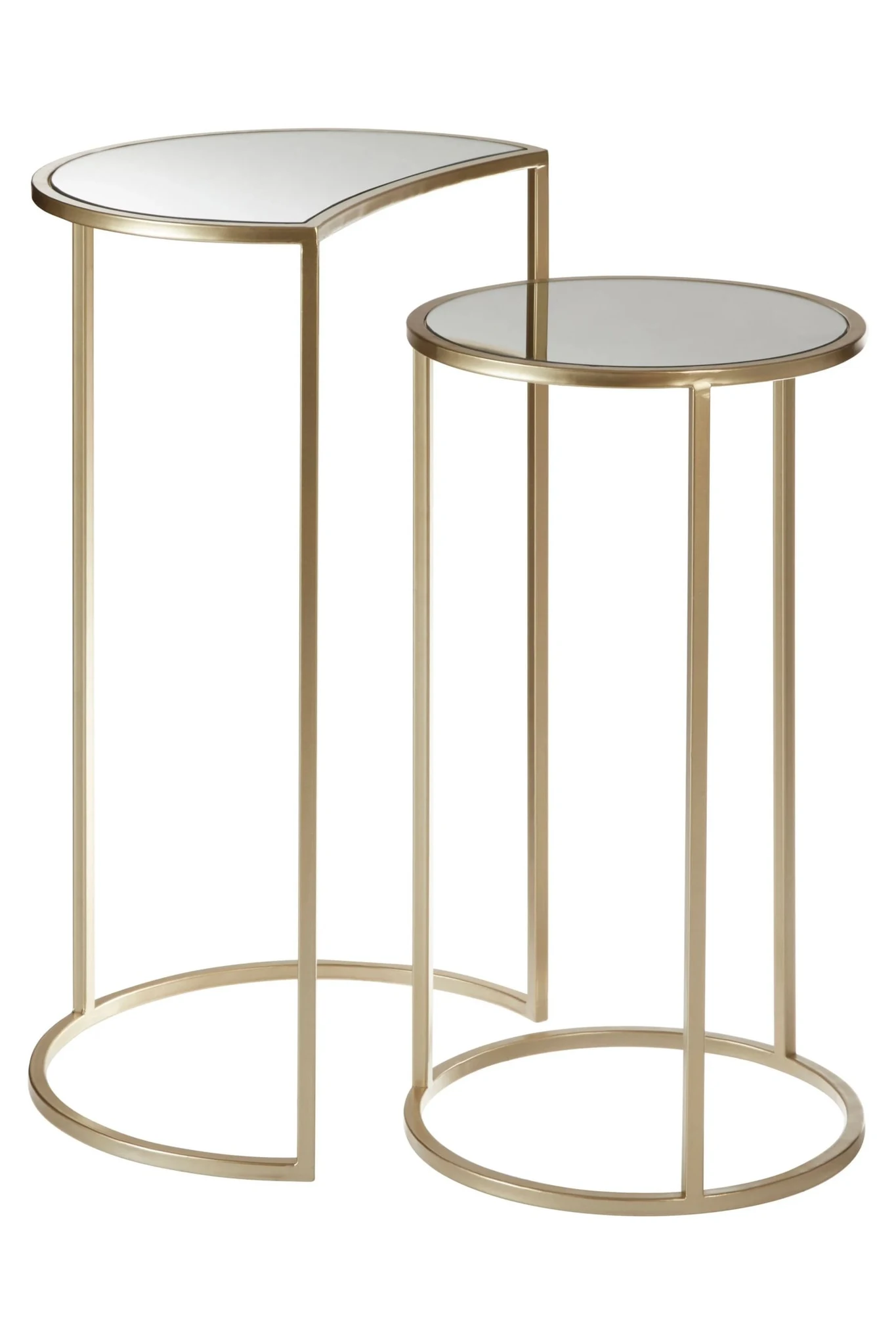 Avantis Champagne Finish Set of 2 Nesting Side Tables with Mirror Top - Tables, photo 7 of 8
