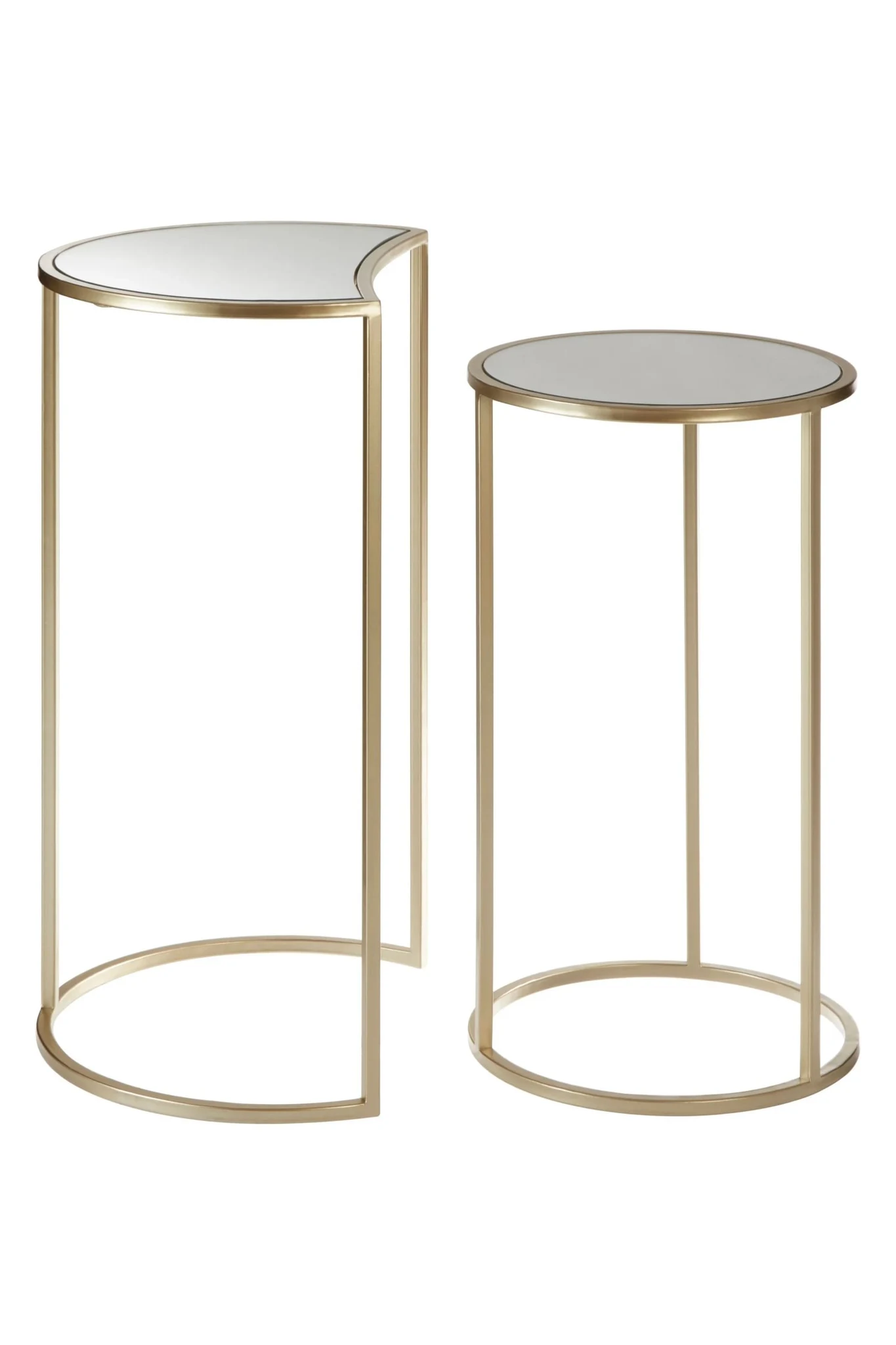 Avantis Champagne Finish Set of 2 Nesting Side Tables with Mirror Top - Tables, photo 6 of 8
