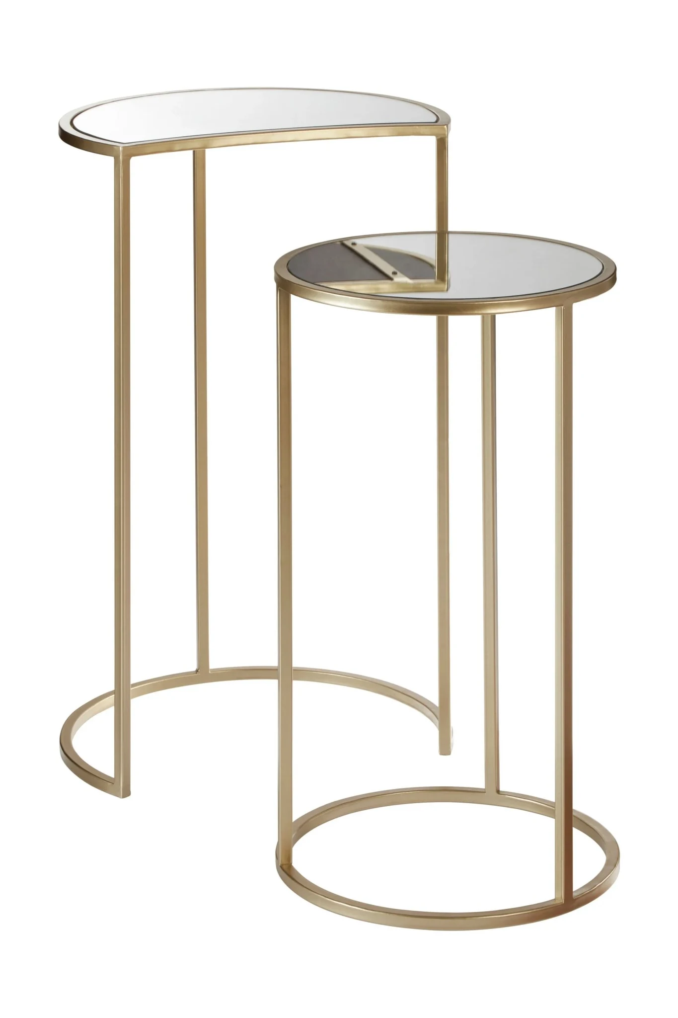 Avantis Champagne Finish Set of 2 Nesting Side Tables with Mirror Top - Tables, photo 5 of 8