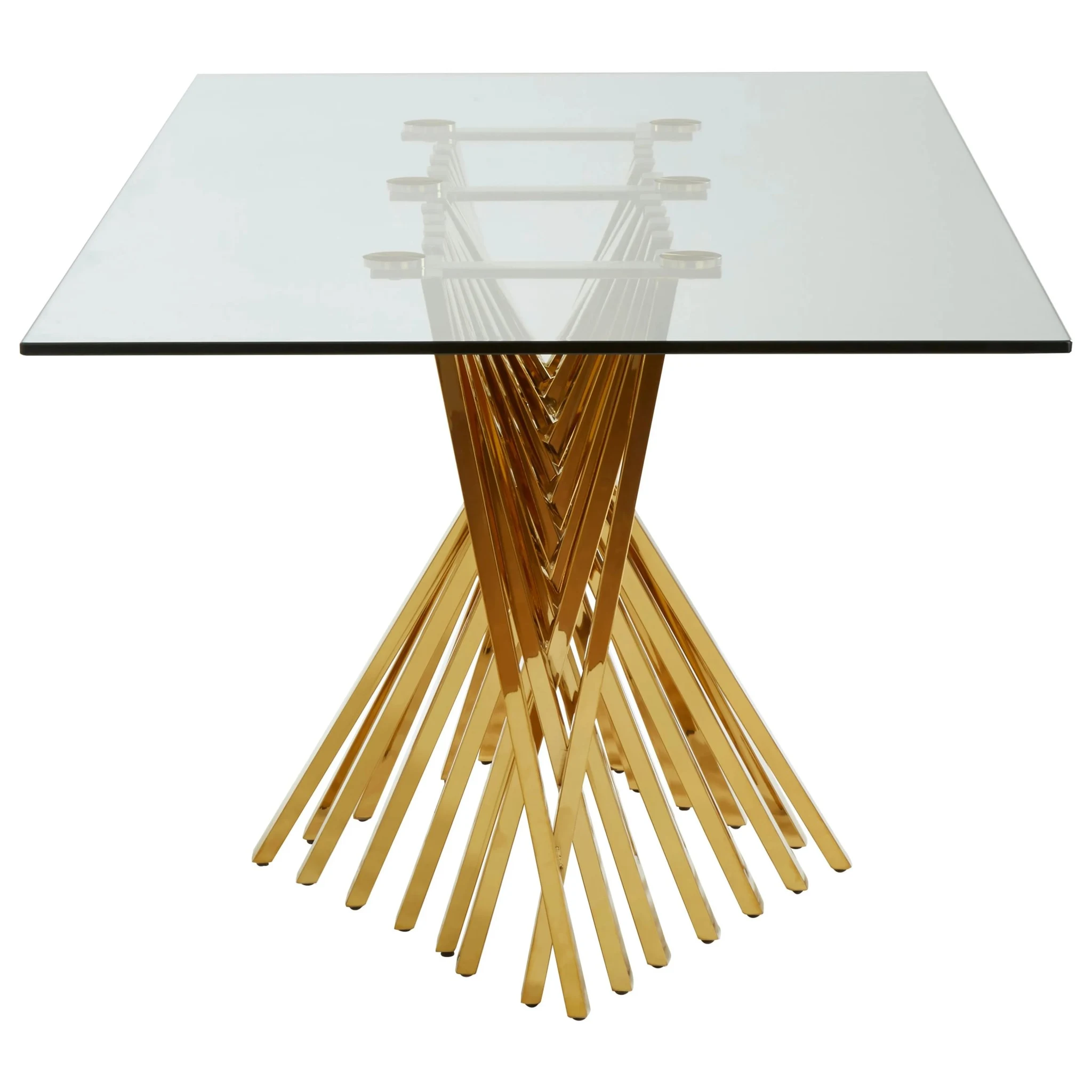 Arezzo Glass Top Dining Table With Gold Polished Frame - Tables, photo 4 of 8