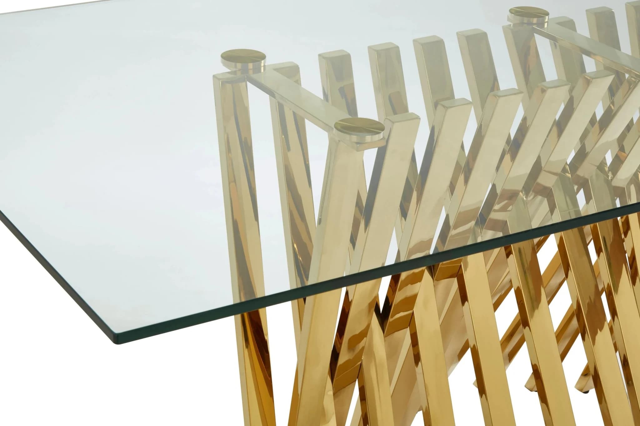 Arezzo Glass Top Dining Table With Gold Polished Frame - Tables, photo 8 of 8