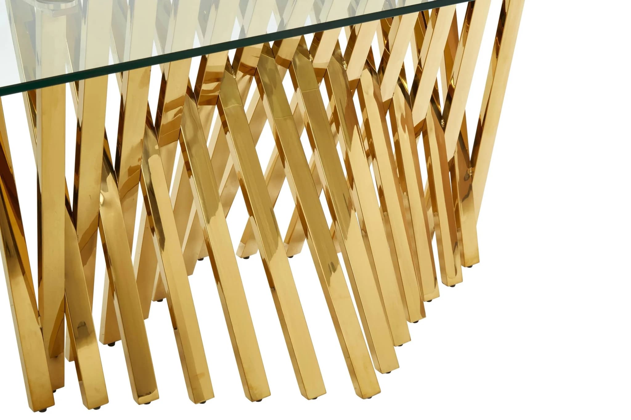 Arezzo Glass Top Dining Table With Gold Polished Frame - Tables, photo 7 of 8