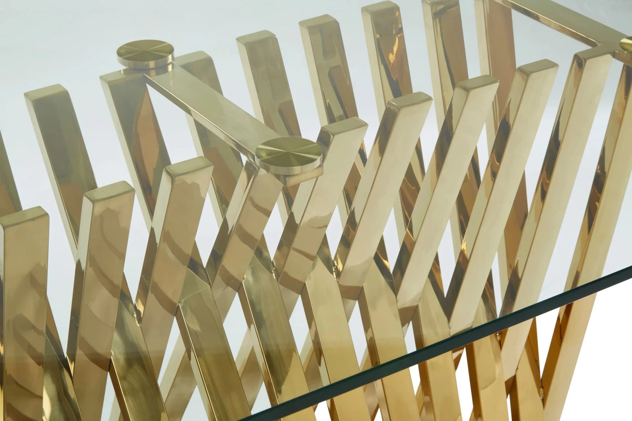 Arezzo Glass Top Dining Table With Gold Polished Frame - Tables, photo 6 of 8