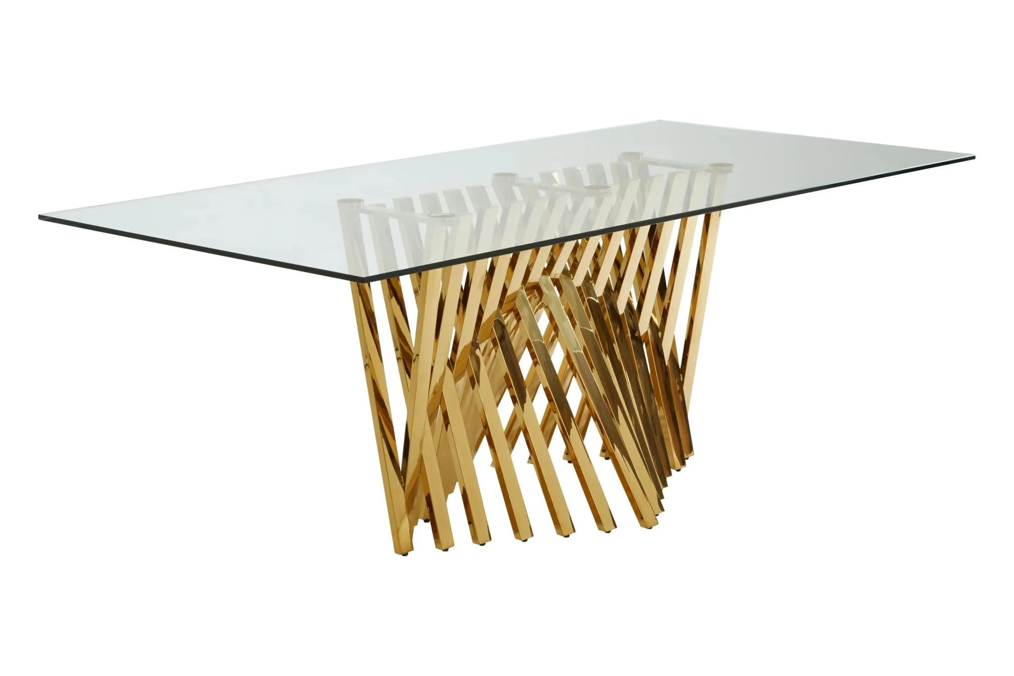 Arezzo Rectangular Glass Top Dining Table With Gold Finish Frame - Tables, photo 3 of 3