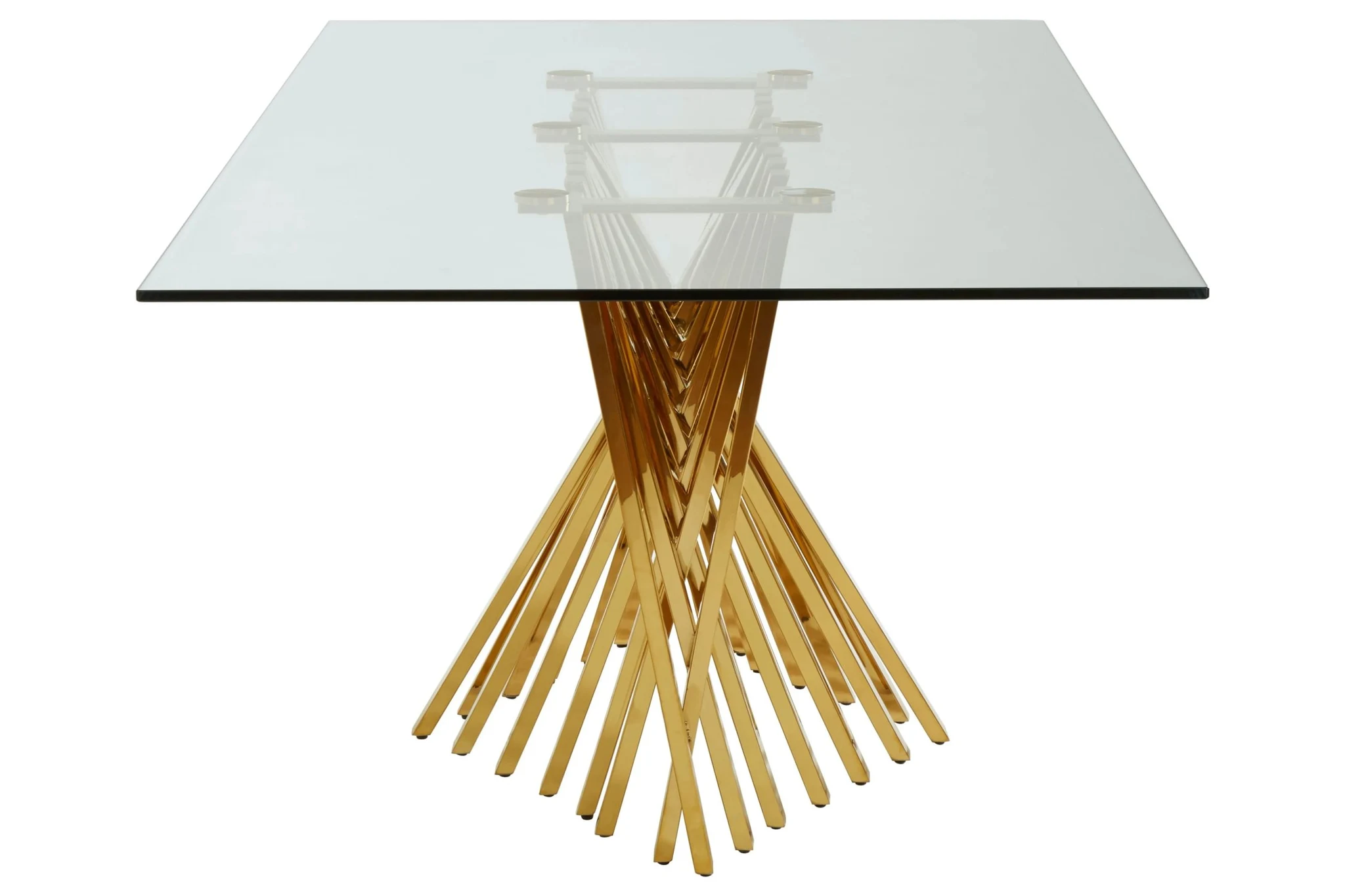 Arezzo Rectangular Glass Top Dining Table With Gold Finish Frame - Tables, photo 2 of 3