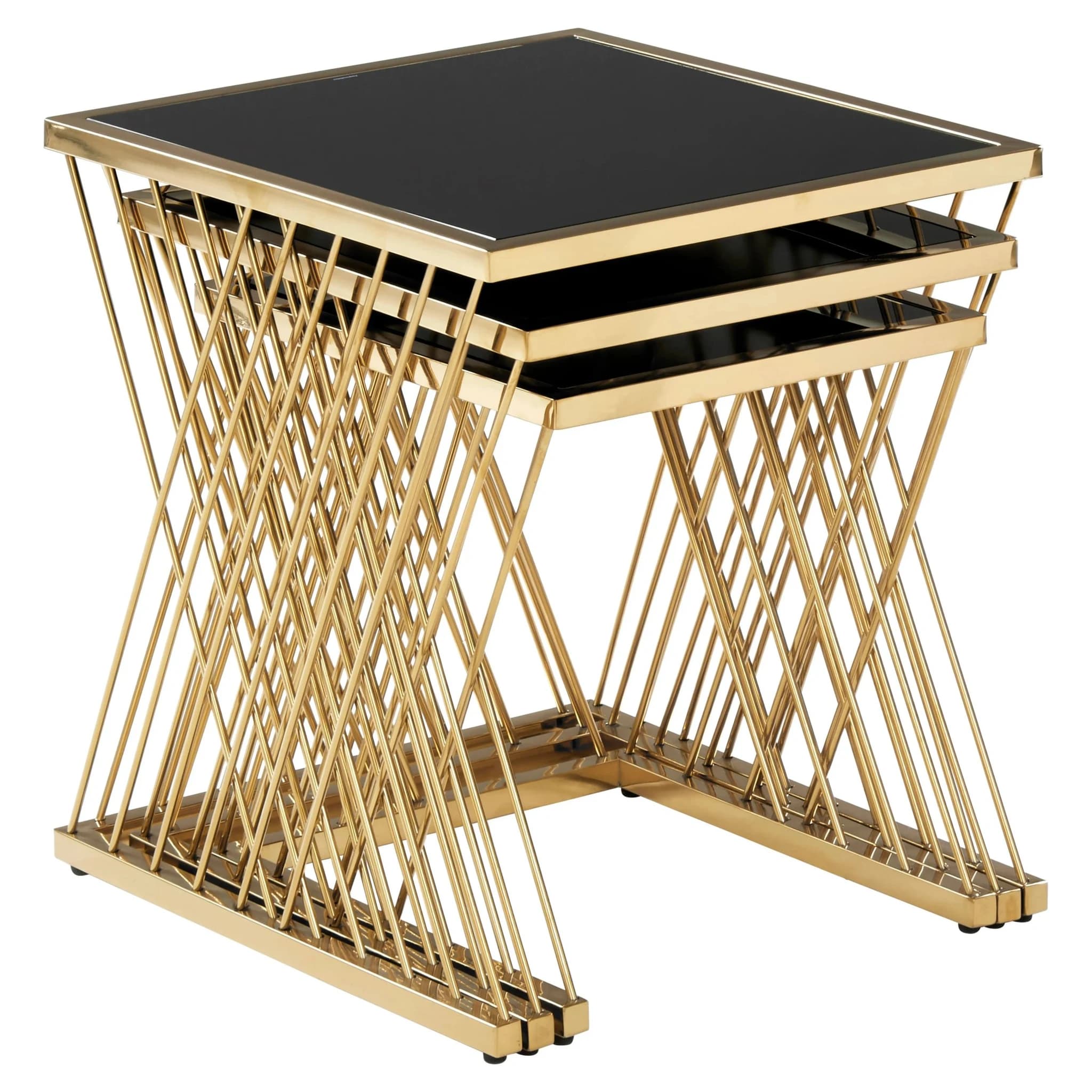Arezzo Gold and Black Set Of 3 Nesting Tables - Tables, photo 5 of 7